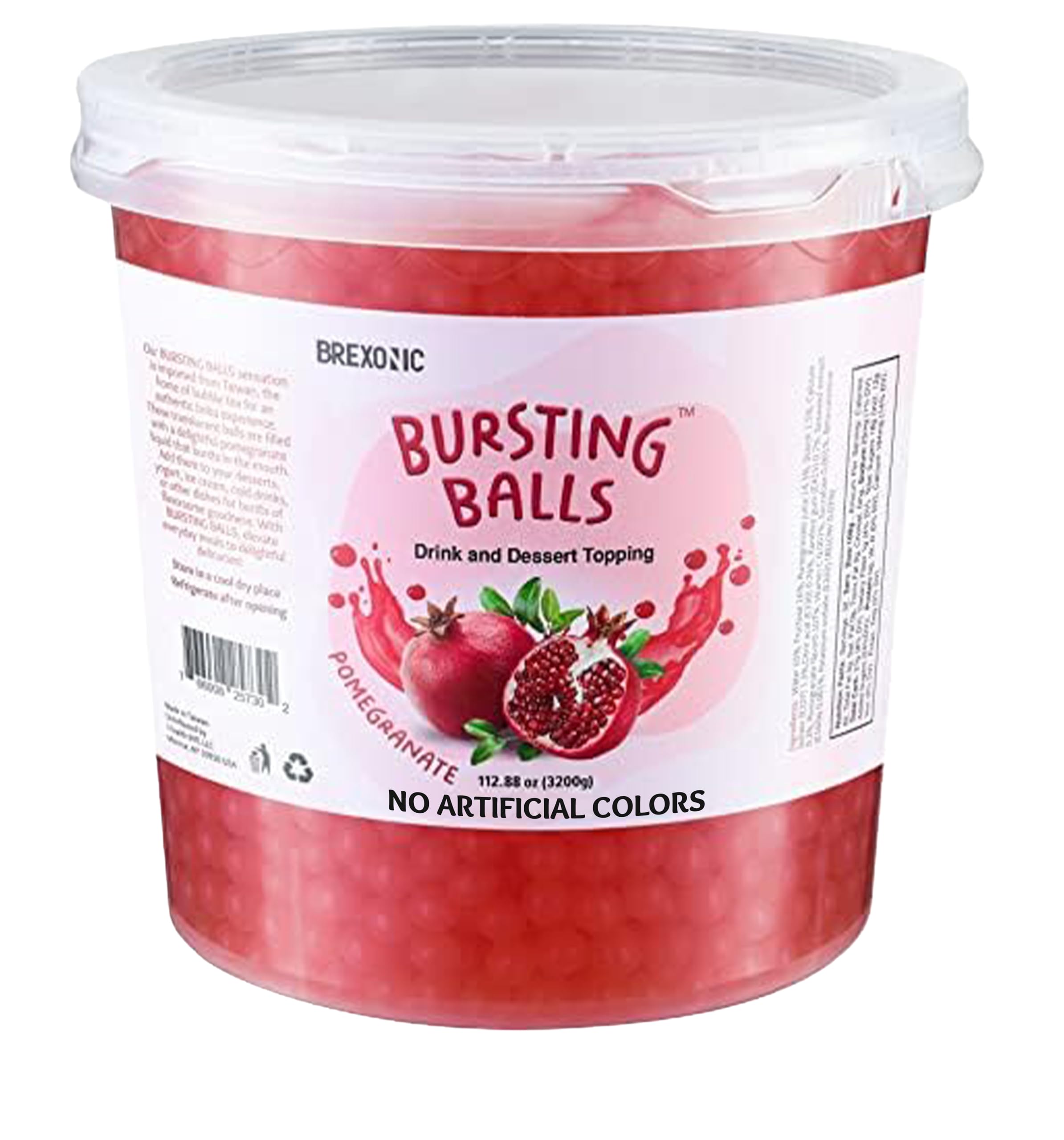 Pomegranate Boba Pearls, Pomegranate Popping Boba Bursting Boba Bubble Tapioca Pearls For Bubble Tea, No Artificial Colors (7 LB Pack of 1)