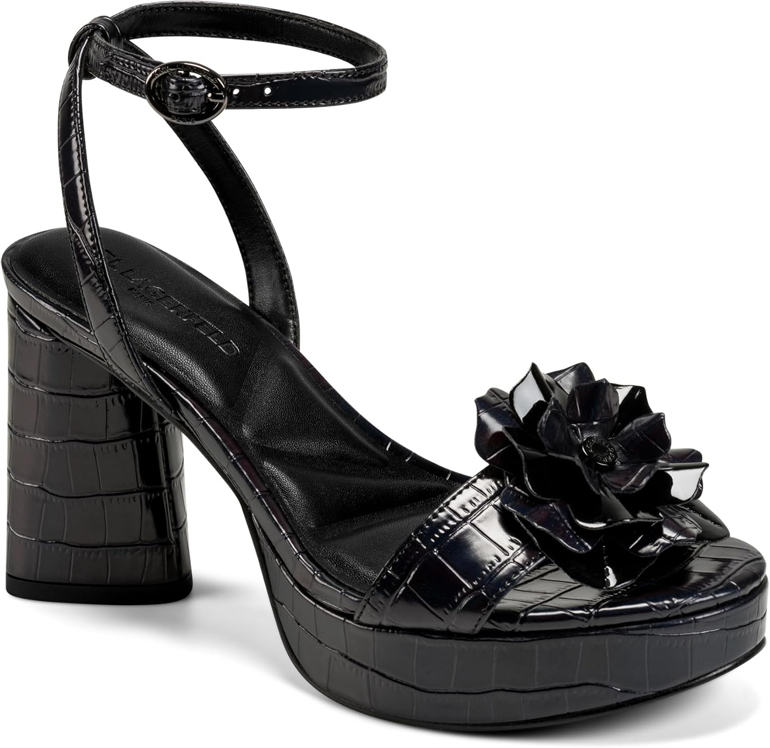 KARL LAGERFELD Women's Haden Platform Heel With Flower Embellishment