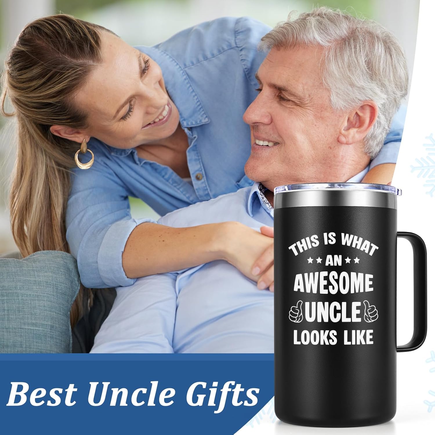 Lifecapido Uncle Gifts, This is What an Awesome Looks Like 20oz Insulated Coffee Mug with Lid & Straw, Christmas Father's Day Birthday Gifts for Uncle from Niece Nephew(Black) - Image 2