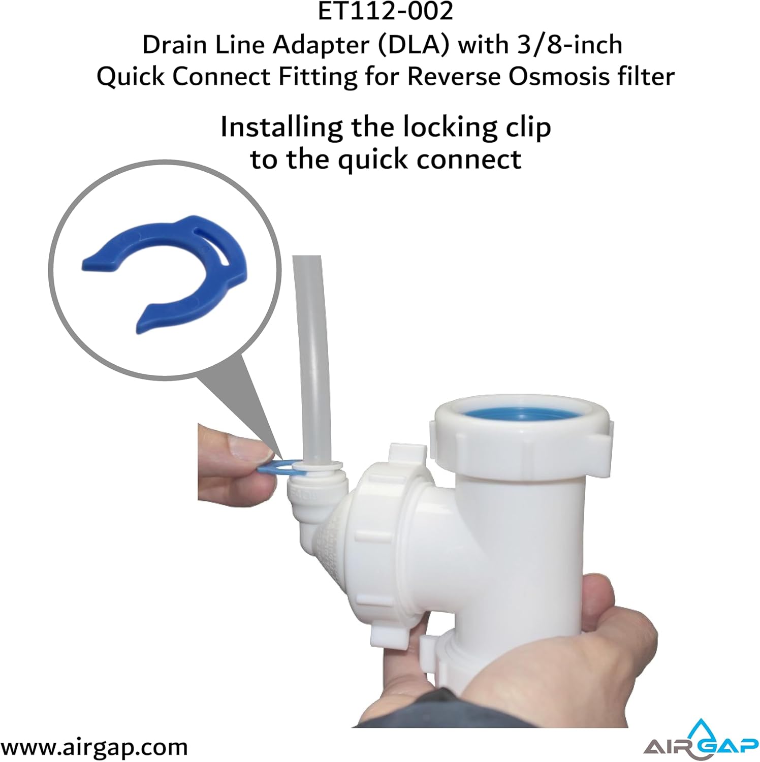 Drain Line Adapter (DLA) with 3/8-inch Quick Connect Fitting for Reverse Osmosis filter (ET112-002, 12-38QC, DLA-12)