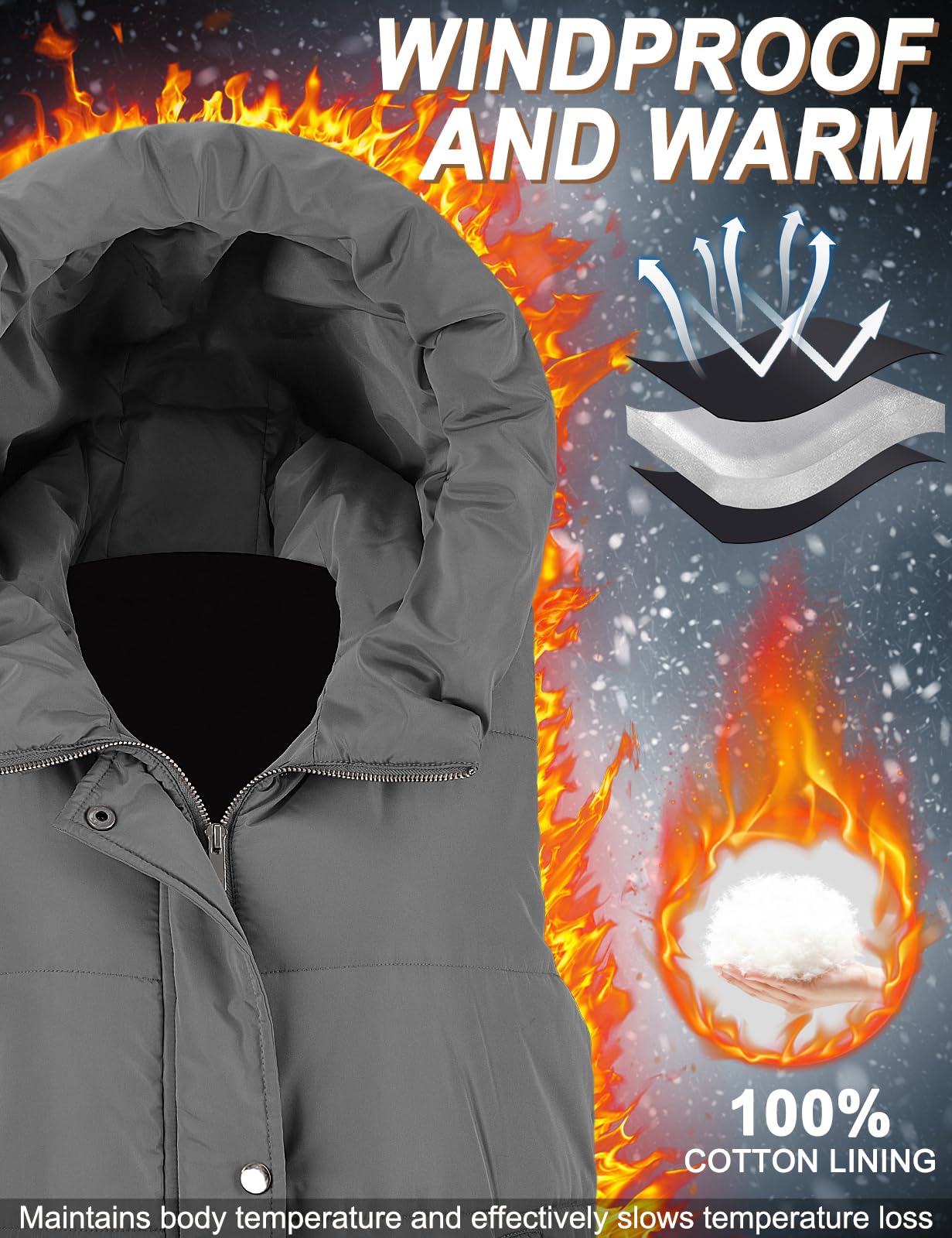 Yuson Girl Chaleco Mujer Chalecos Acolchados Medio Largo Chaquetas sin Mangas Casual Chaleco Grueso Invierno Abrigo Outwear con Capucha Largos Calentador de Cuerpo con Bolsillos