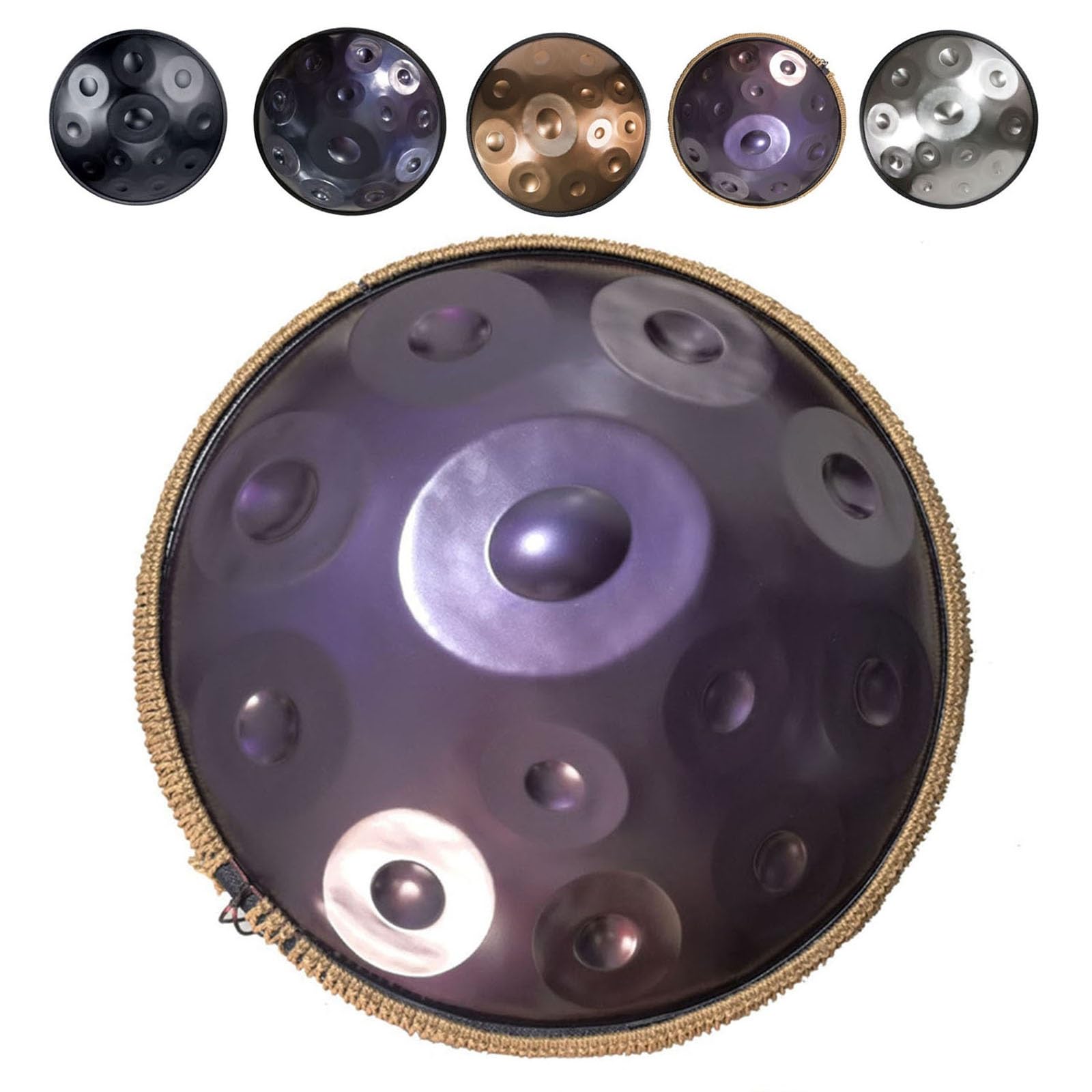 Handpan tamburo 58cm 12 note 432 Hz/440 Hz tamburi in acciaio Hand pan strumenti a percussione con Soft Hand Pan Bag, 2 Bacchette e il Sopporto(Purple,432Hz)