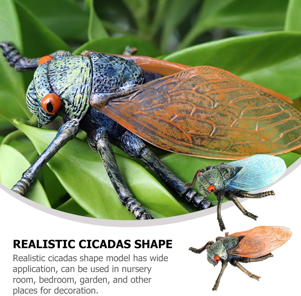 Hemoton 2pcs Realistic Cicadas Model Ornament Decor Animal Toys Models Cicadas Figurine Small Statue Fake Insect Model Cicadas Figure Model Child Plastic Paperweight Sand Table, 8.5X7X3CM