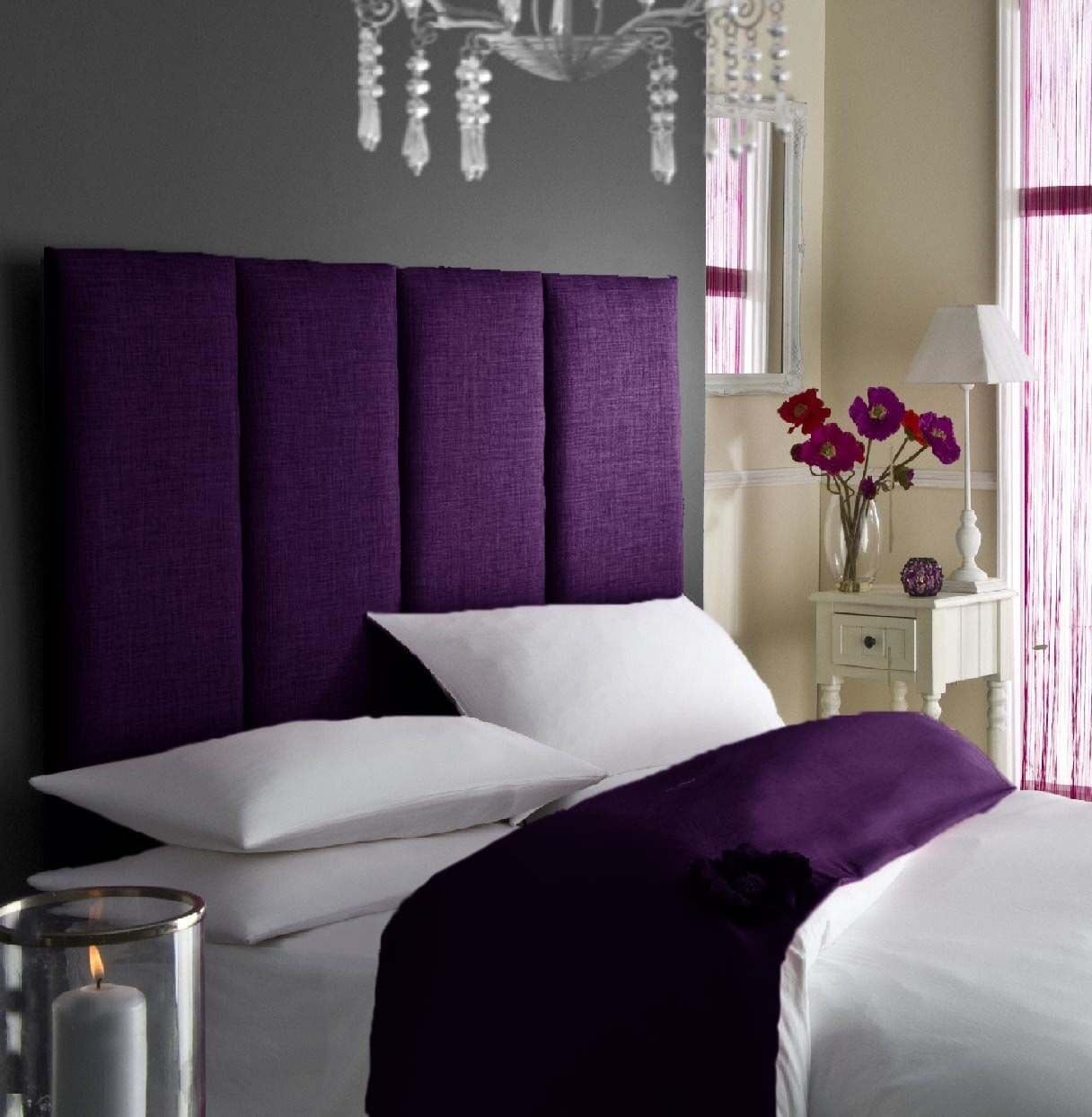 Laguna King Size 5' Wall Mount Linen 42" High Bed Headboard (Purple)