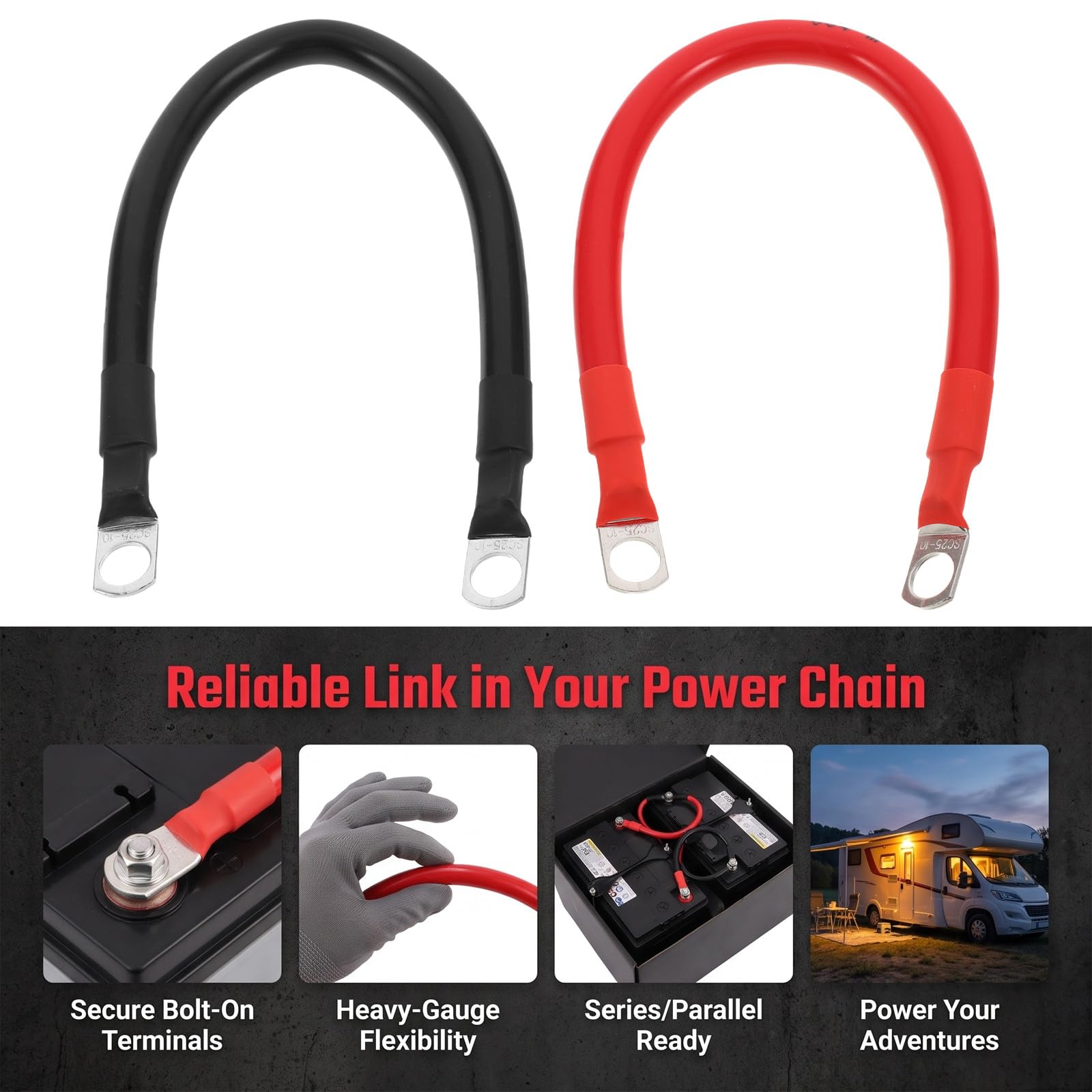 POPETPOP 2 Cables de batería de 4 AWG - Cables de Cobre de 12,6" con