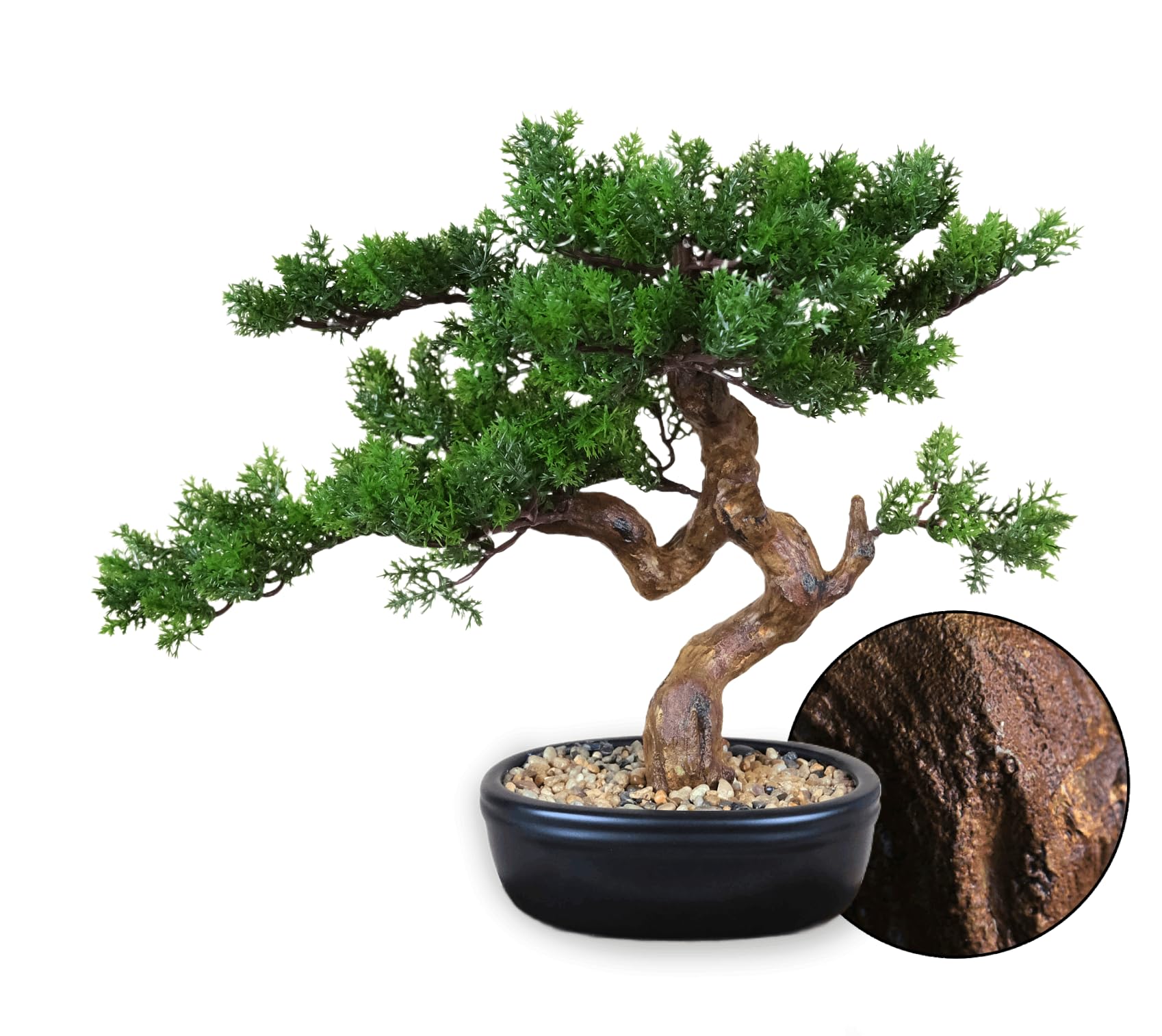 Permaplants Artificial Bonsai Tree 16 Tall with Realistic Wood and Ceramic Pot