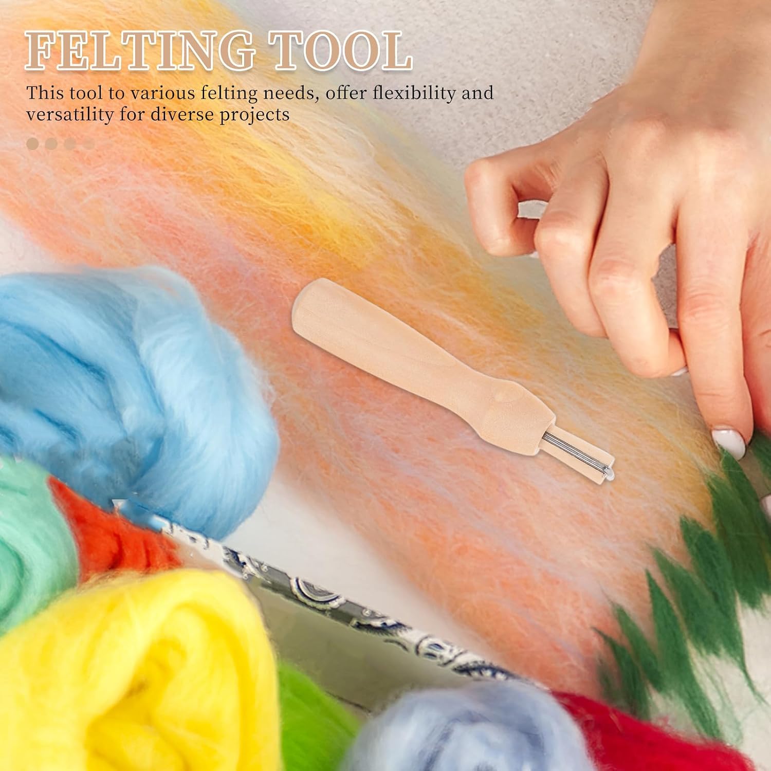 5 Sets Wooden Felting Needle Tool with Replaceable Fine Needles