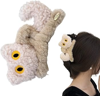 Amazon.co.jp: ヘアクリップ ヘアアクセサリー 猫ぬいぐるみ 黒猫 白猫