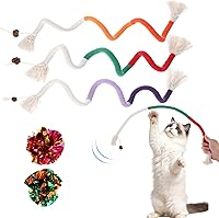 3-Pack 27.5" Catnip Chew Rope Toys for Kittens & Indoor Cats - Dental Cleaning, Interactive Play + 2 Crinkle Paper Balls