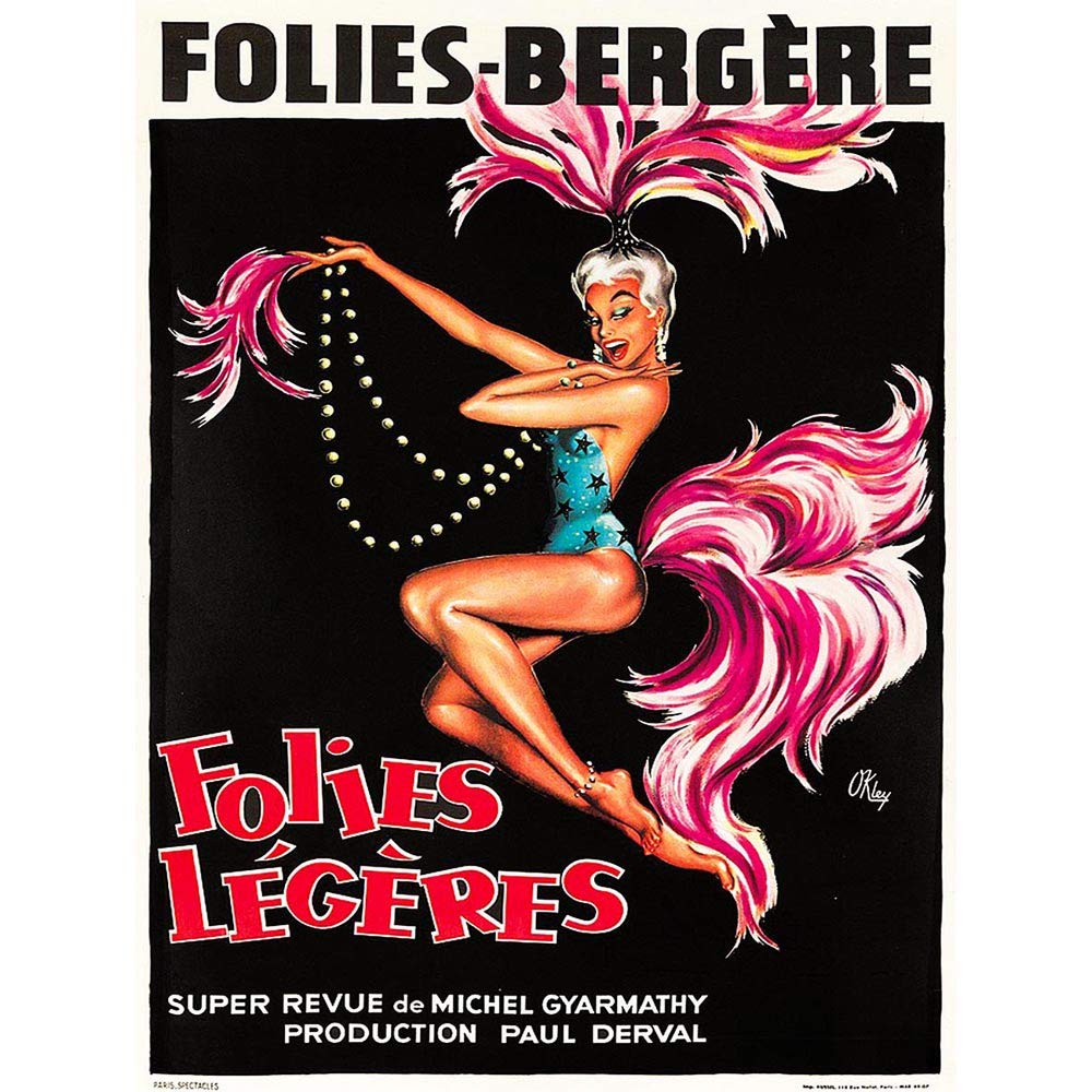 Wee Blue Coo Advert Theatre Cabaret Folies Bergere Follies Light Showgirl Art Print Poster Wall Decor 12X16 Inch