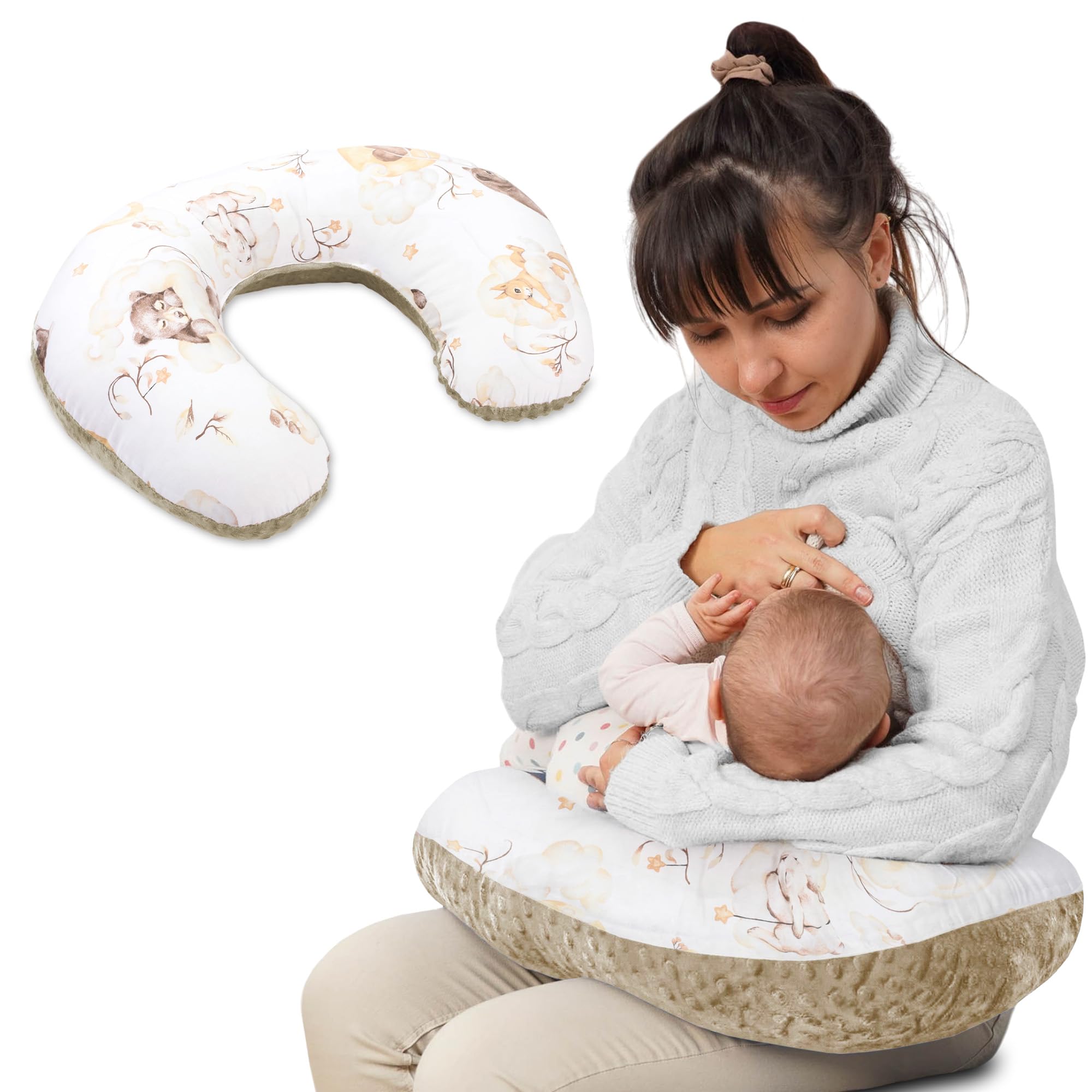 Piccolo cuscino per allattamento Basic 130 cm - Cuscino per allattamento compatto piccolo cuscino per allattamento Nursing Breastfeeding Pillow per viaggiare Sonno Orso addormentato Marrone
