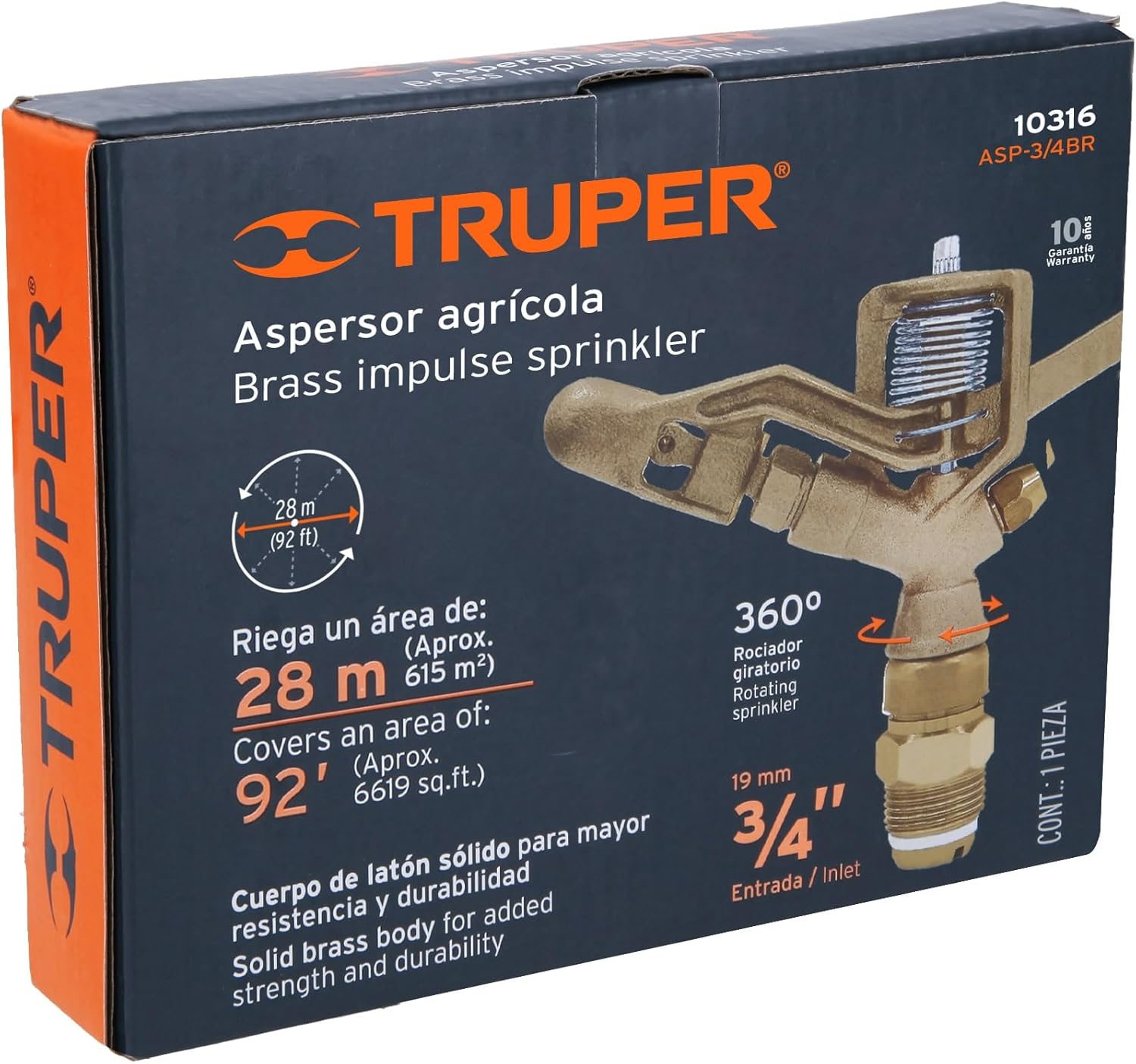 Truper 3/4" Brass Impulse Sprinkler