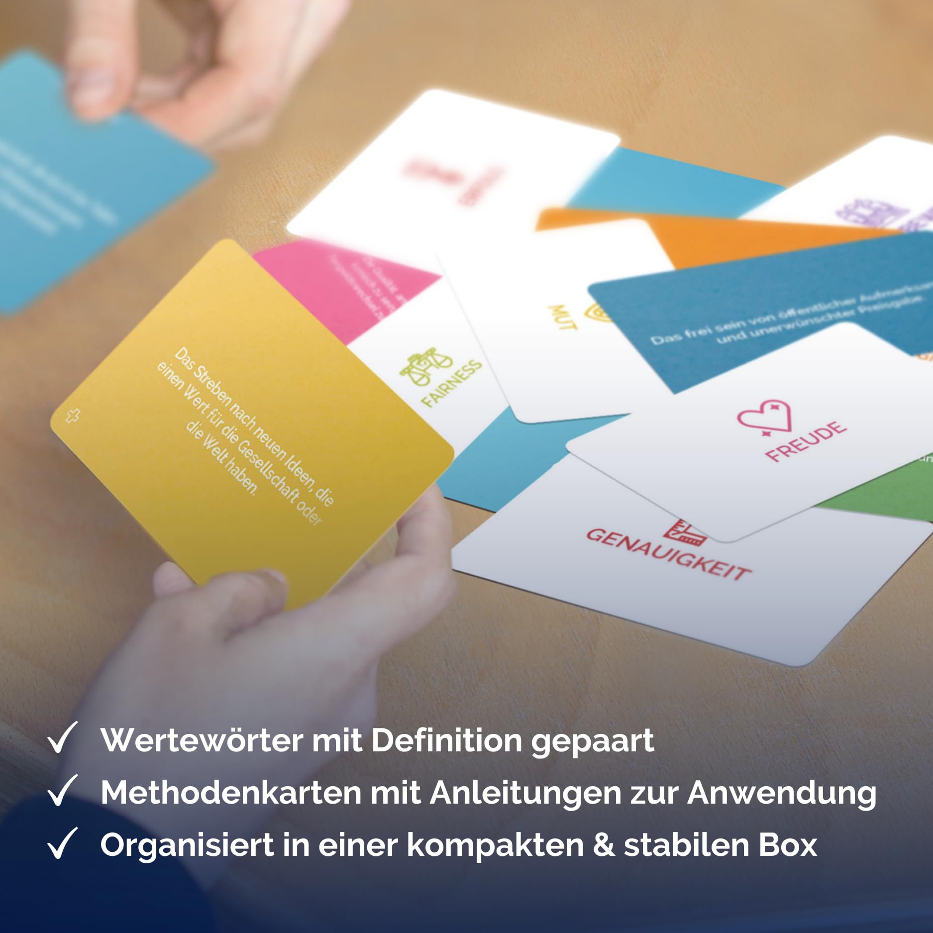 metaFox "Was wirklich zählt!" - 80 Wertekarten für Coaching, Workshops & Therapie - Für Life Coaching, Act Therapy Cards, Personal Values Cards und Therapy Tool