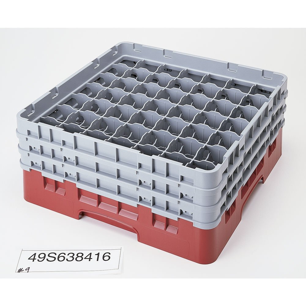 Camrack Glass Rack, W/3 Extenders, Full Size, 49 Compartments, 2-7/16'' Max. Dia., 6-7/8'' Max. (3 Pieces/Unit)