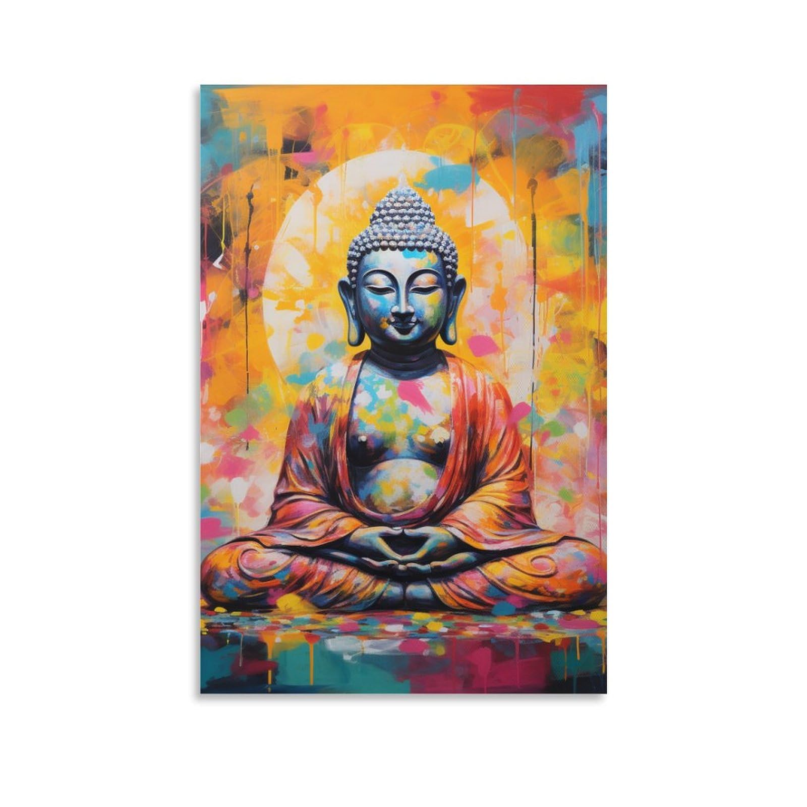 ESPLJQRYX Figure of The Buddha，Temple Poster Artwork Canvas Prints Picture Modern Canvas Wall Art Picture Wall Hanging for Home Decorations 20x30inch(50x75cm)