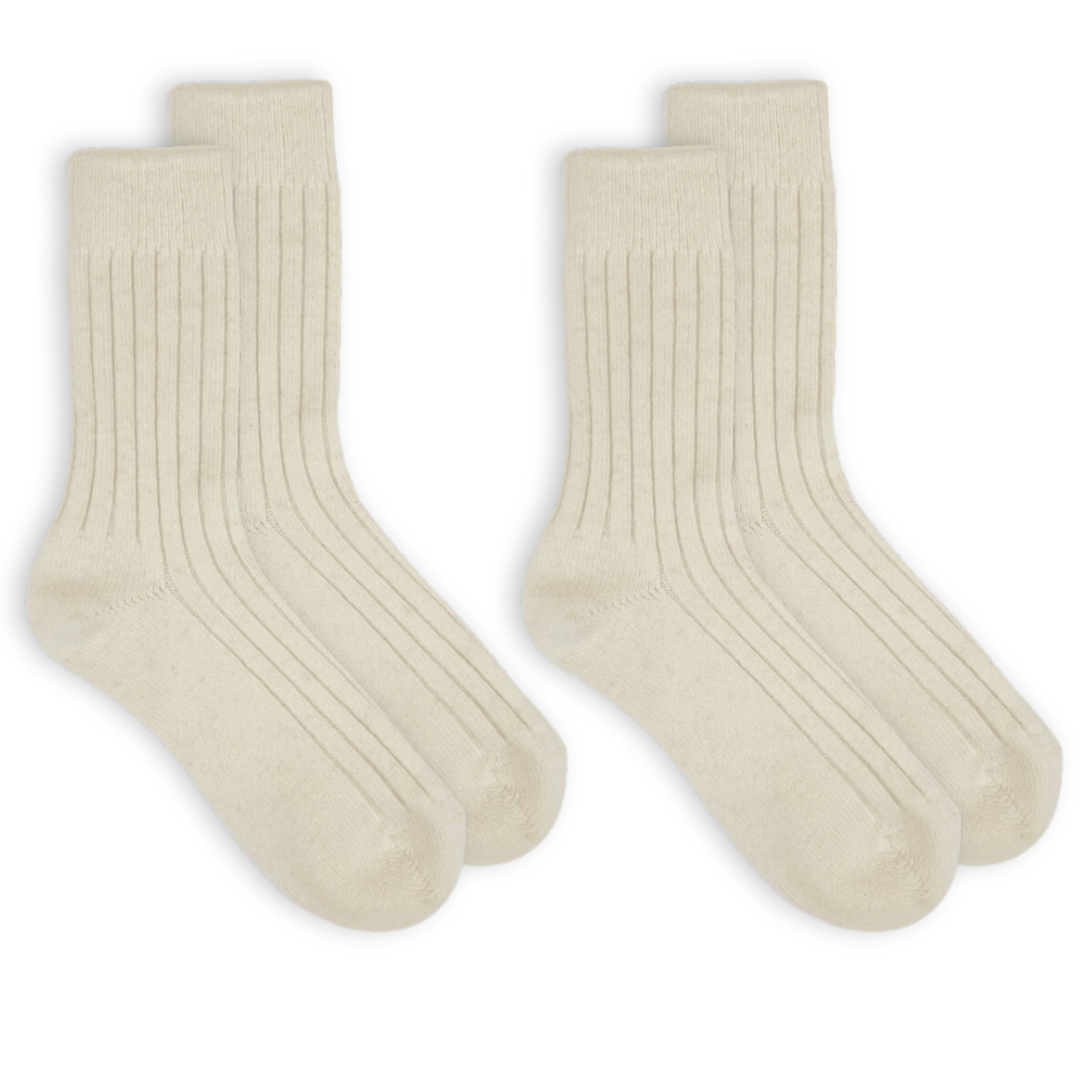 92% Merino Wool Socks Rib-Knit Home Natural, Made in Mongolia