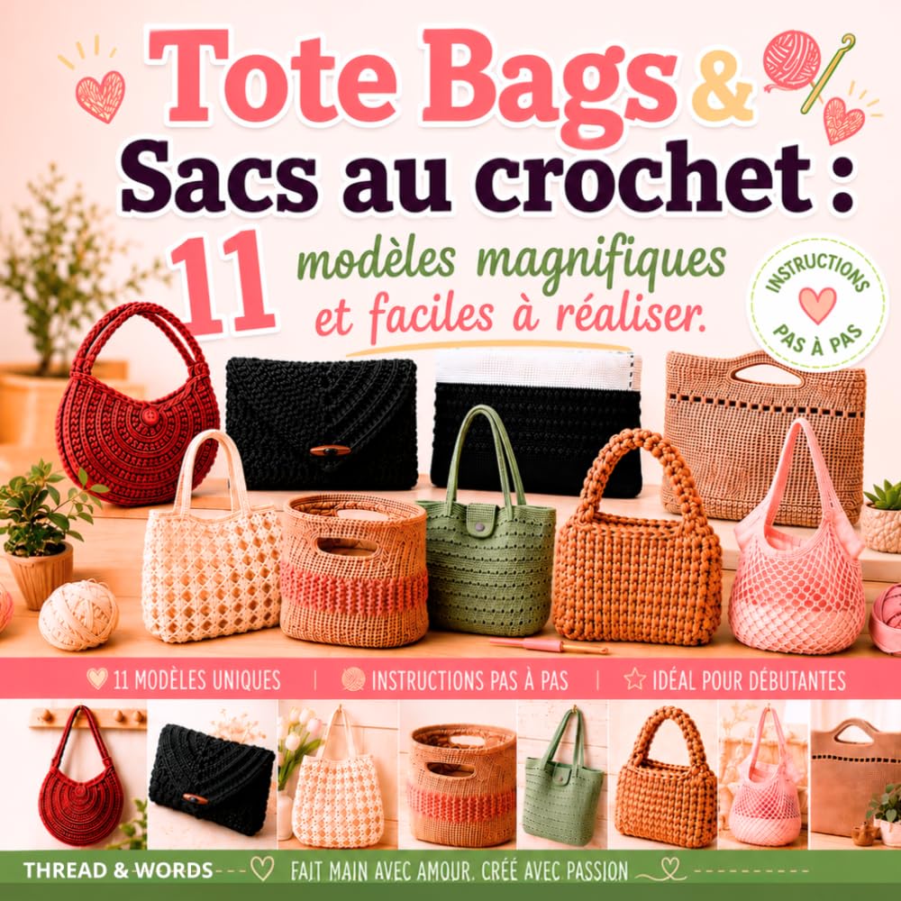 Totebags & Sacs au Crochet: Patrons modernes en français pour débutants et passionnés de crochet créatif