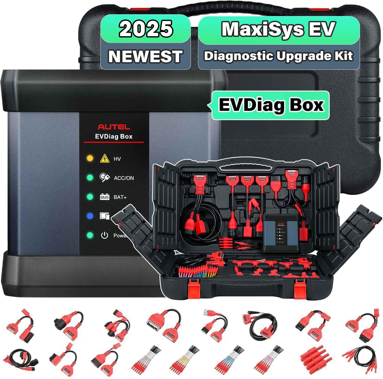 MaxiSYS EV Diagnostic Upgrade KIT, Work w/MSUltra Ultra ADAS MS919 MS909, Same EVDiag Box Adapters as UltraEV MS909EV, E-Vehicle Battery Pack Diagnosis, High-Voltage System Analysis (Original)