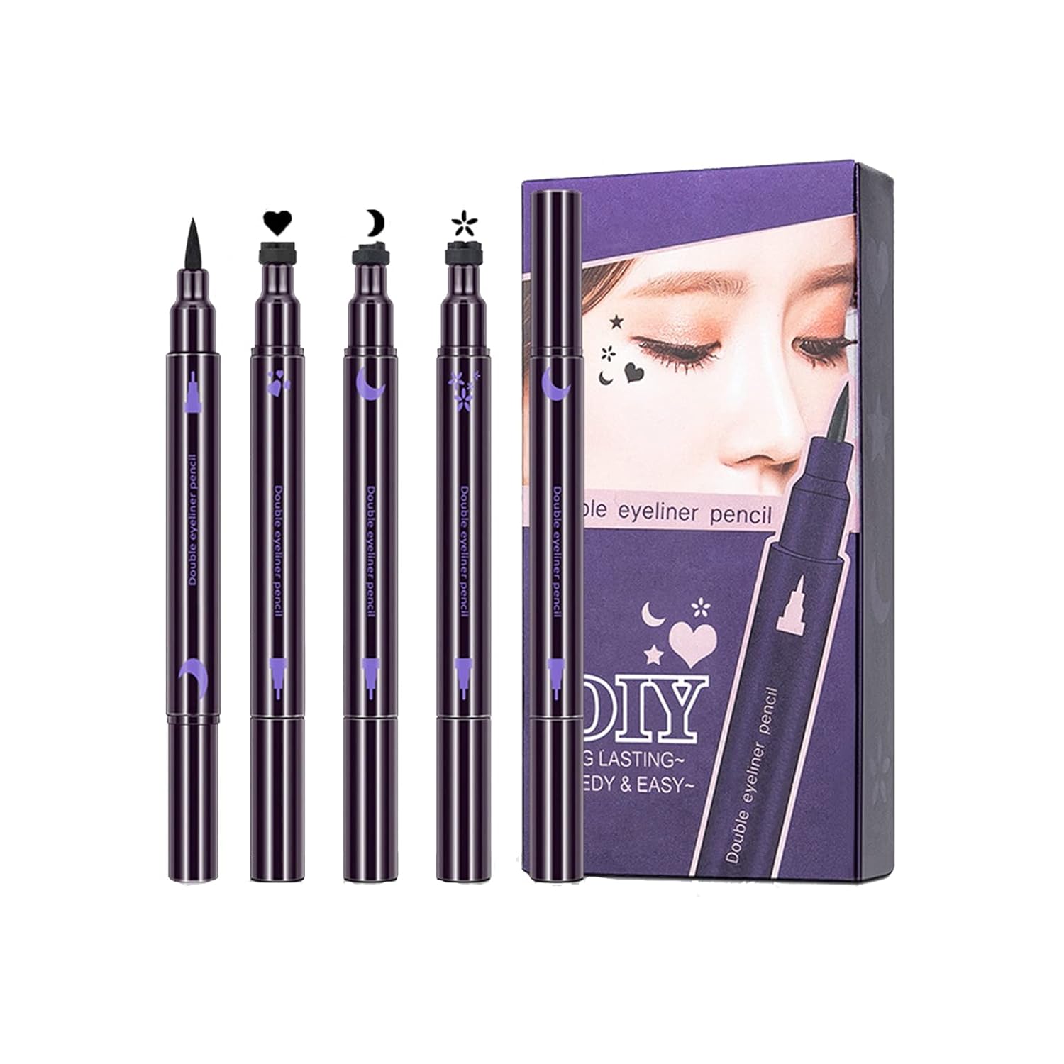 Black Liquid Eyeliner with Eyeliner Stamp, 1PC Waterproof