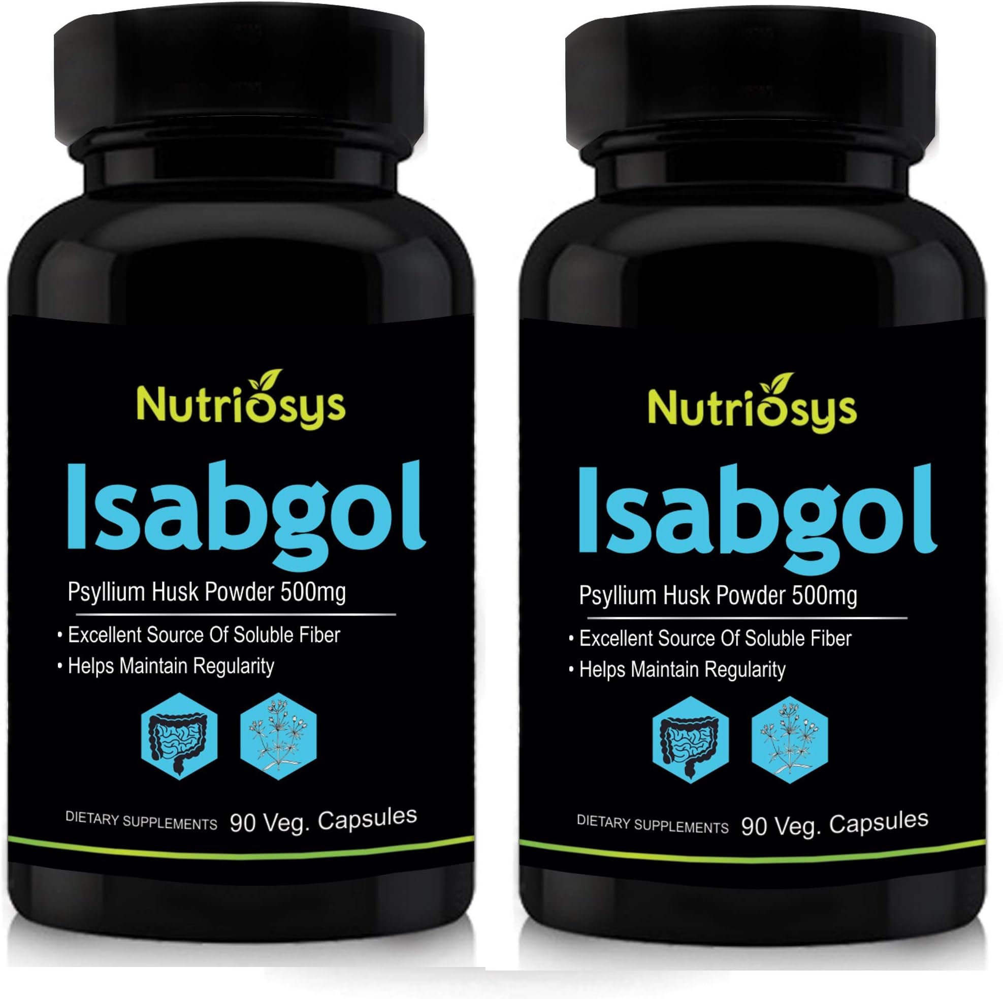 Nutriosys Isabgol 500mg (90Veg Capsules) Pack of - 2