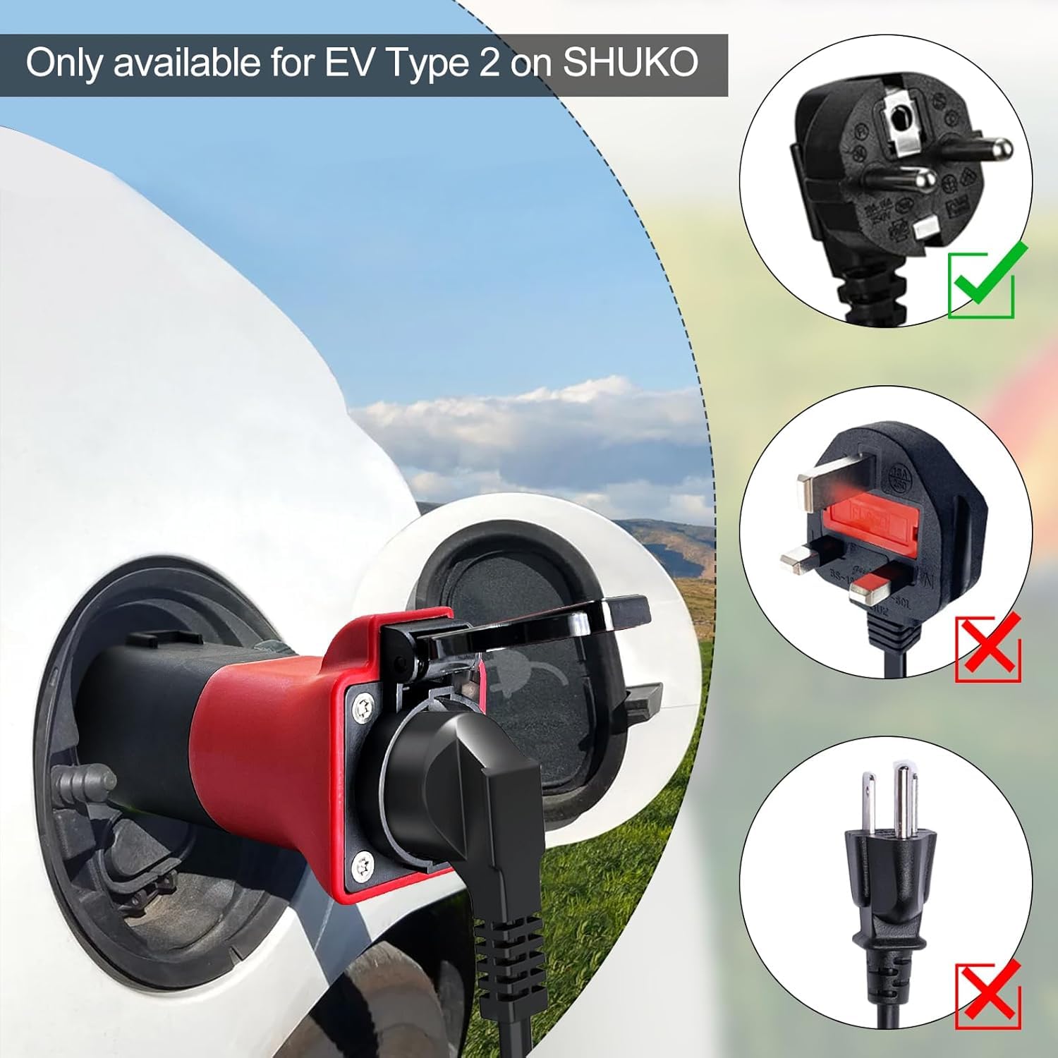 VOBOR V2L adapter, type 2 naar Schuko-adapter, 3,5 KW 16 A 220 V voertuig om laadadapter type 2 naar Schuko V2L voor Kia EV