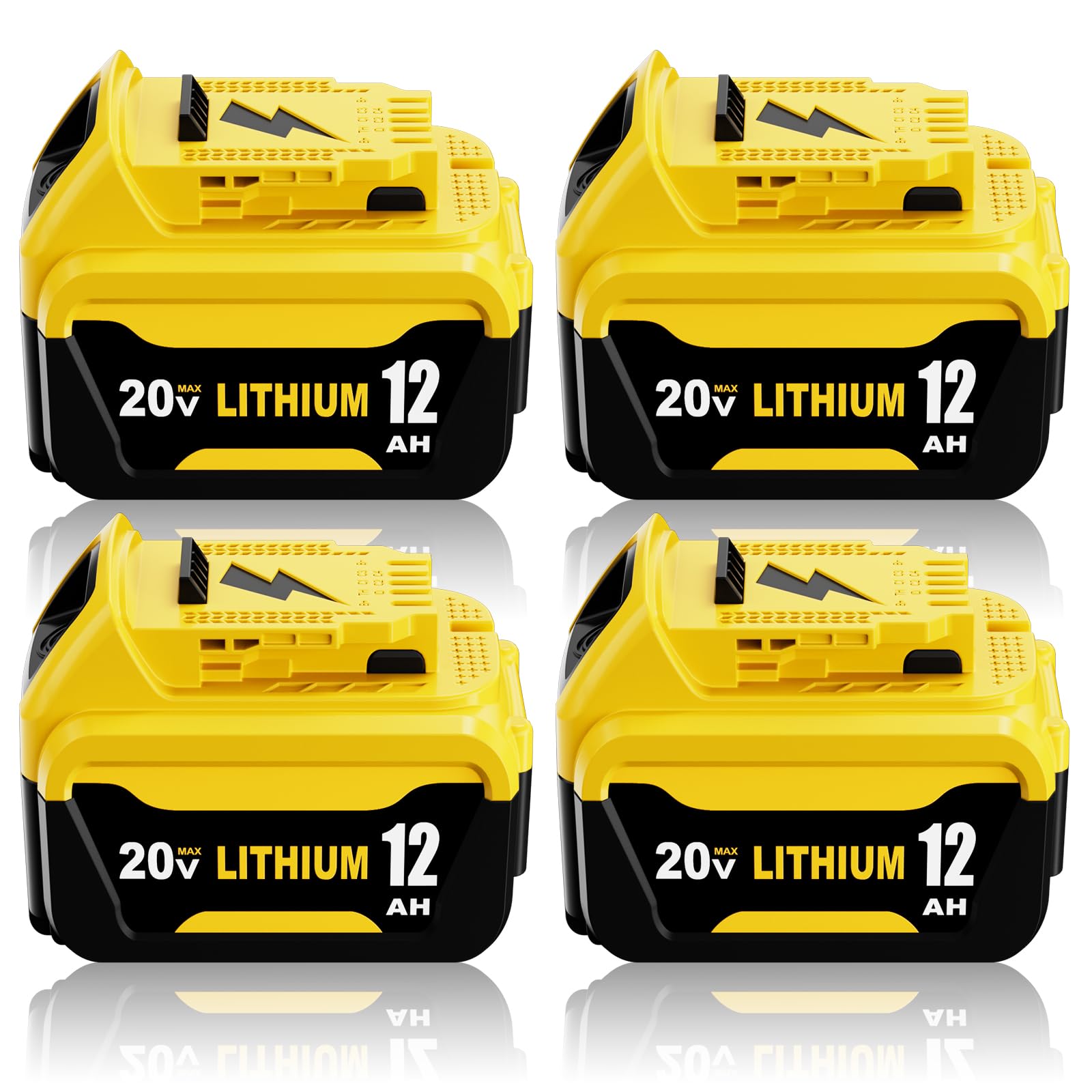 4Packs 12000mAh DCB206 DCB207 Replacement for Dewalt 20v Battery Lithium