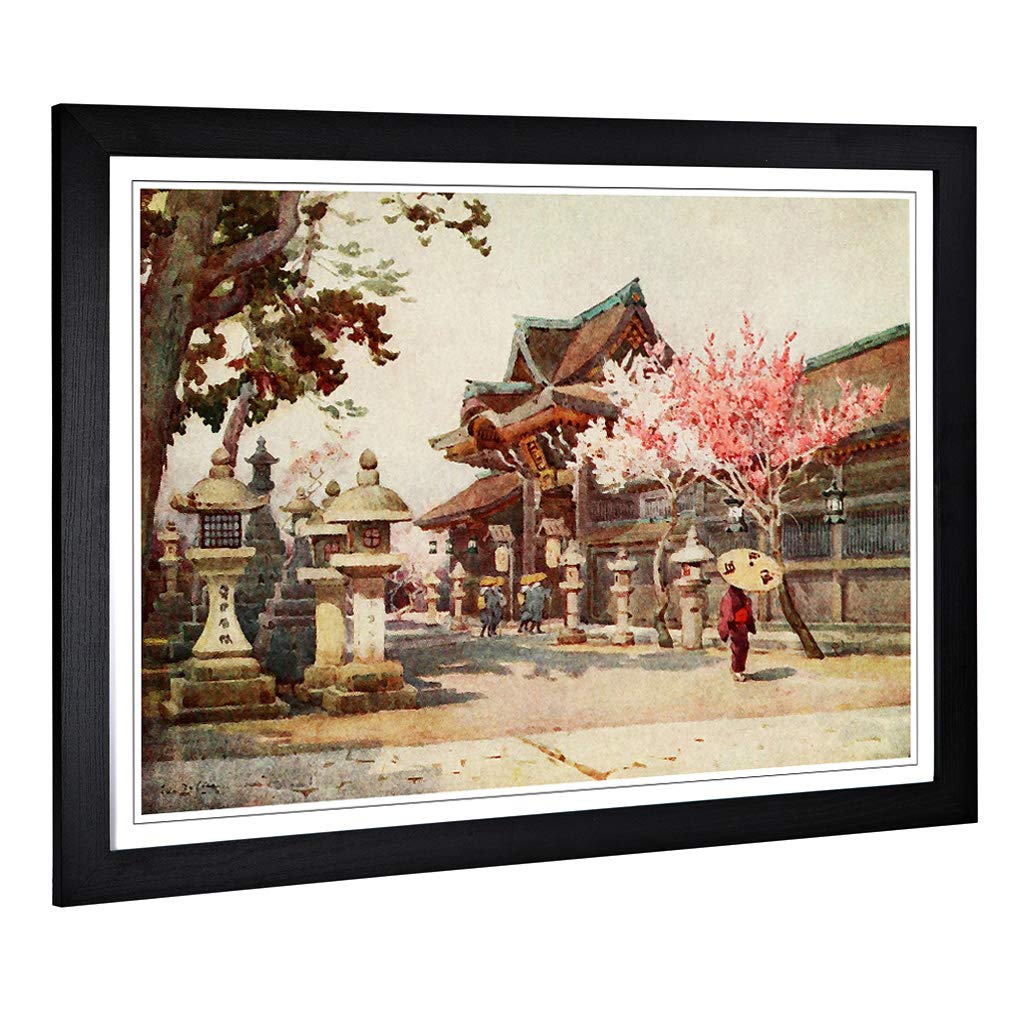 Big Box Art Framed Print of Ella Du Cane Japanese Oriental at Kitano Tenjin Design | Wall Art Picture| Home Decor for Kitchen, Living Room, Bedroom, Hallway, Black, A2 / 24.5x18 Inch / 62x45cm