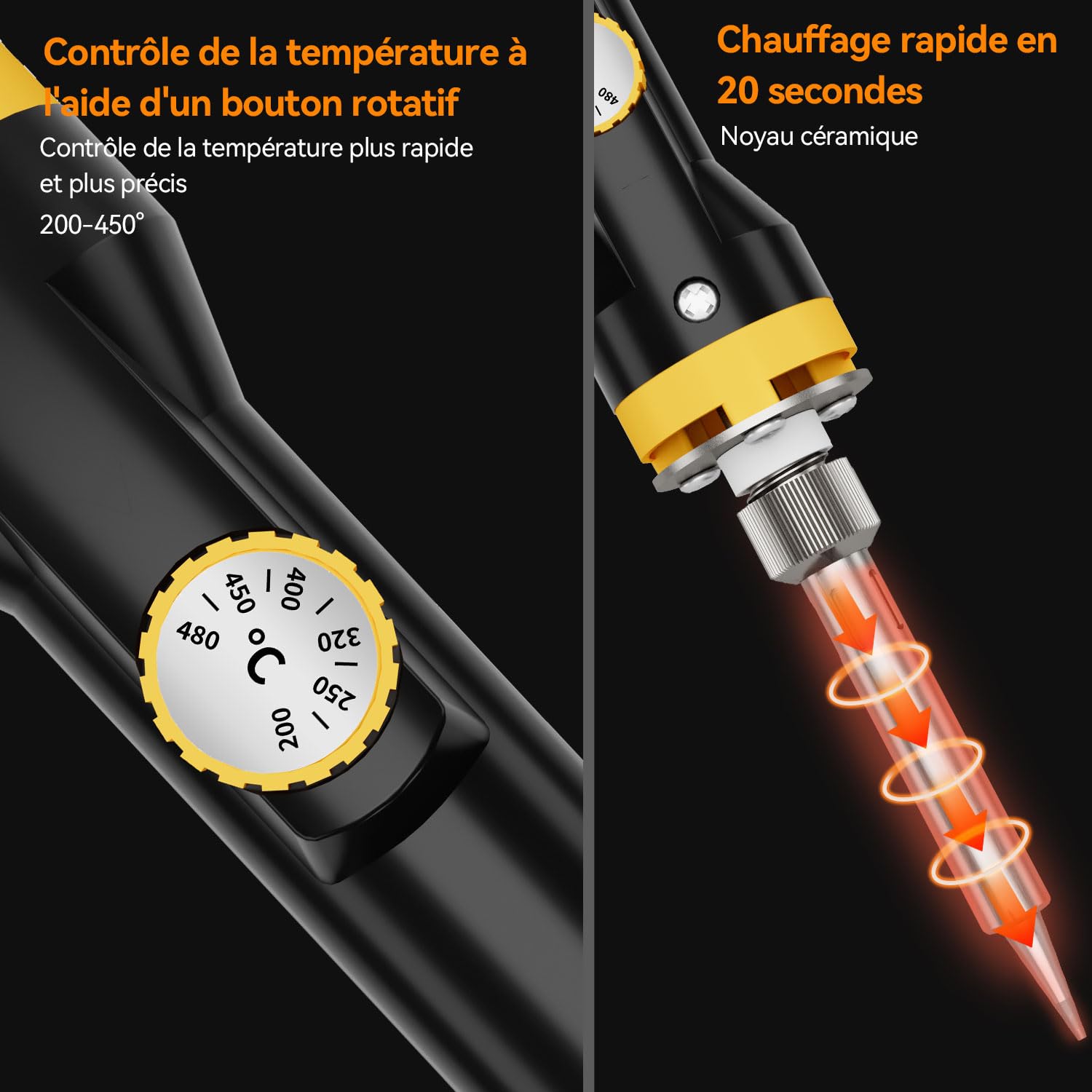 Kit de fer à souder en Céramique HHYSSG 60W, Température Réglable (180-480 °C), Outil de Soudage 13 en 1, Idéal Pour les Petits Travaux de Soudure et la Création de Bijoux DIY
