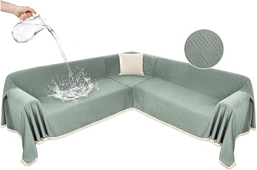 Miniatura 15 de Fundas impermeables para sofá seccional, funda para sofá seccional, funda para sofá esquinero en forma de L, fundas deslizables, manta para perros y