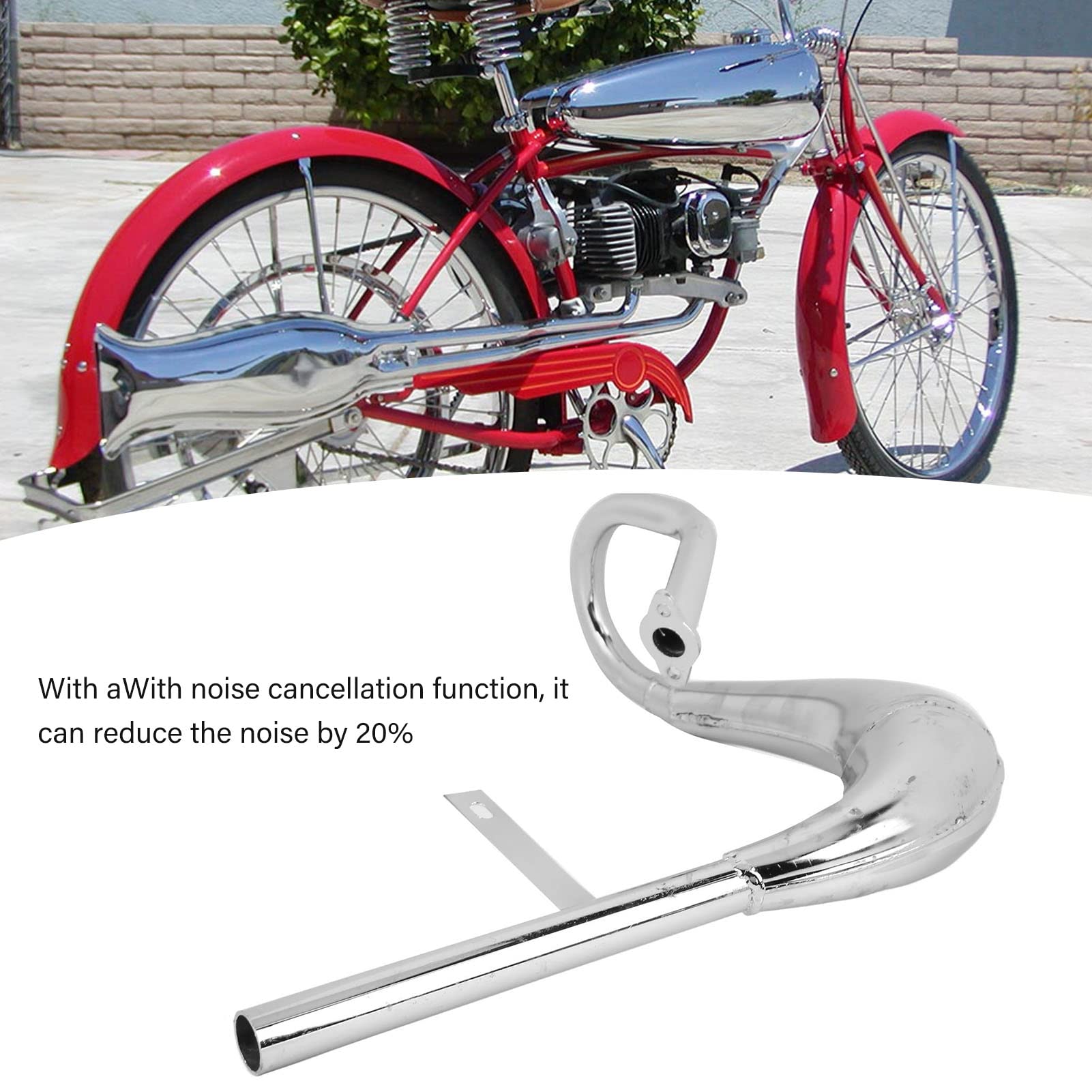 Motorrad-Auspuffrohr Schalldämpfer 40mm Aluminiumlegierung Geräuschreduzierung Elektrofahrrad Auspuffrohr mit Dichtung Silber