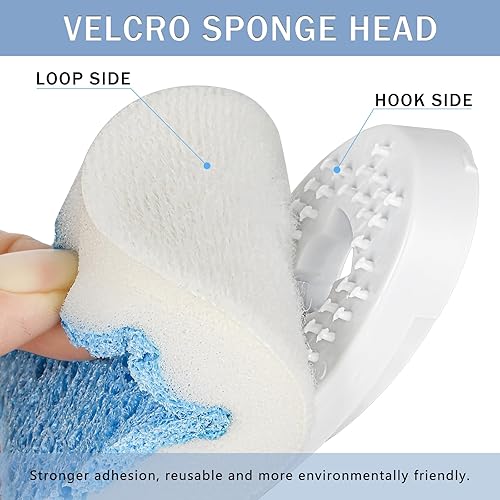 Miniatura 3 de NileHome Juego de cepillos para platos dispensadores de jabón, limpiador de platos con 4 cabezales reemplazables, cepillo con mango para limpiar