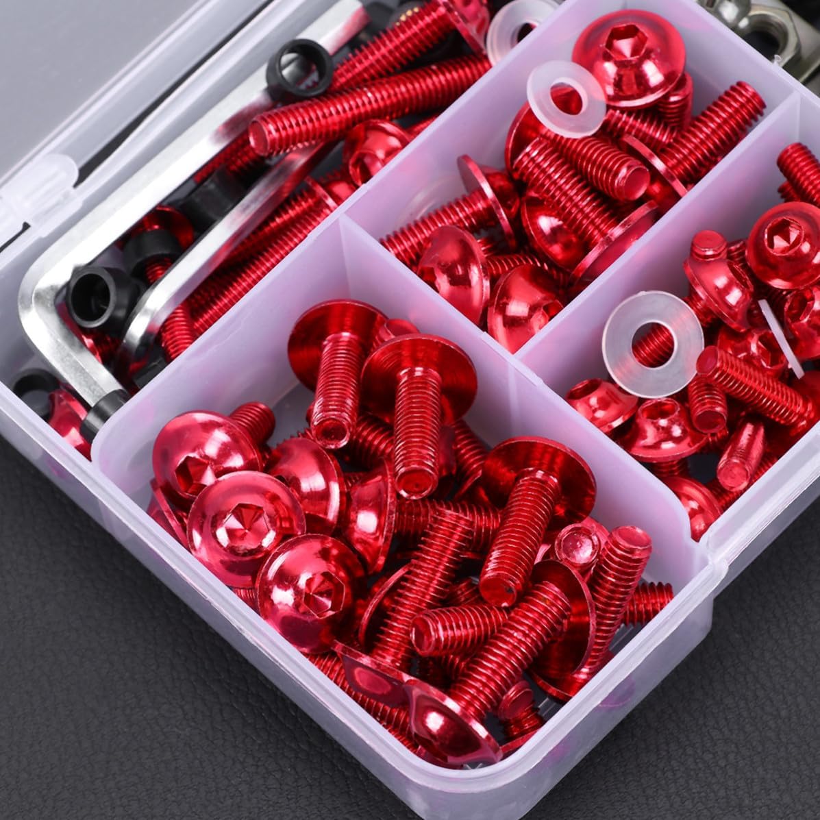 Hemobllo 177pcs Motorcycle Fairing Mounting Screws and Bolts Kit Red Metal Windshield Hardware Easy to Install and Corrosion Resistant for Panel and Windscreen