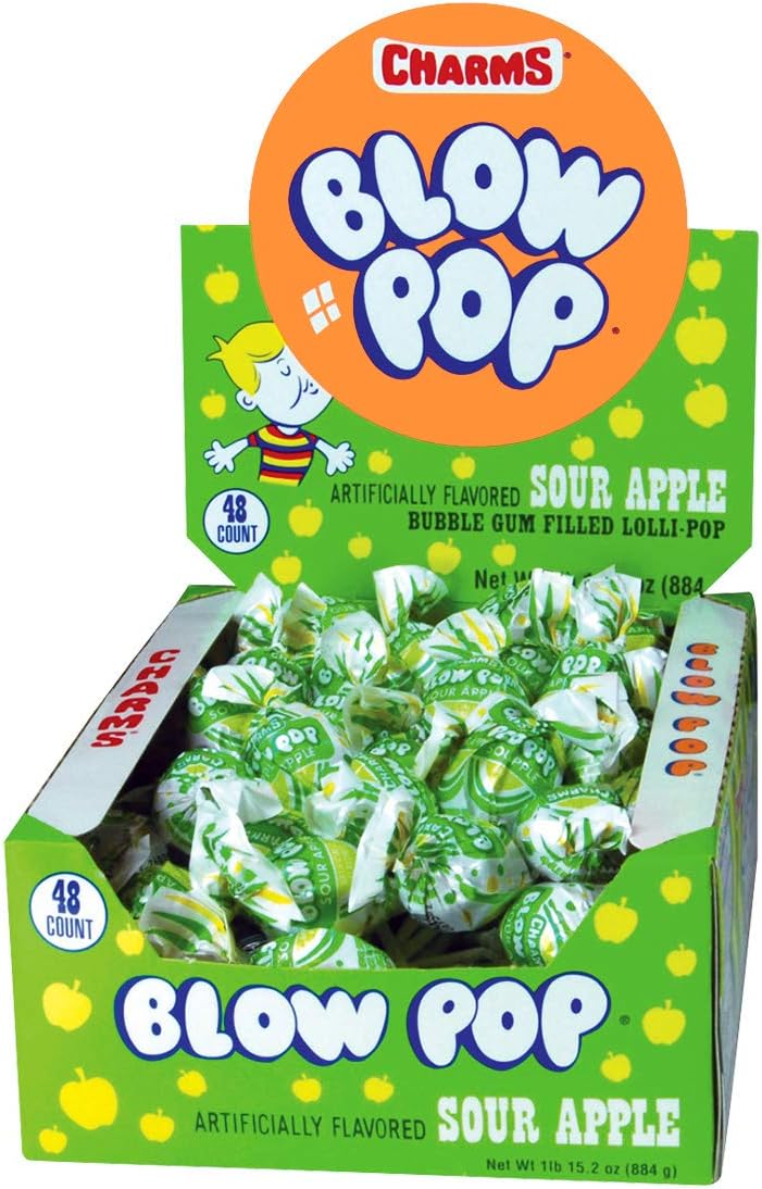 Blow Pops, Sour Apple Flavor, 48 Count (Pack of 1)