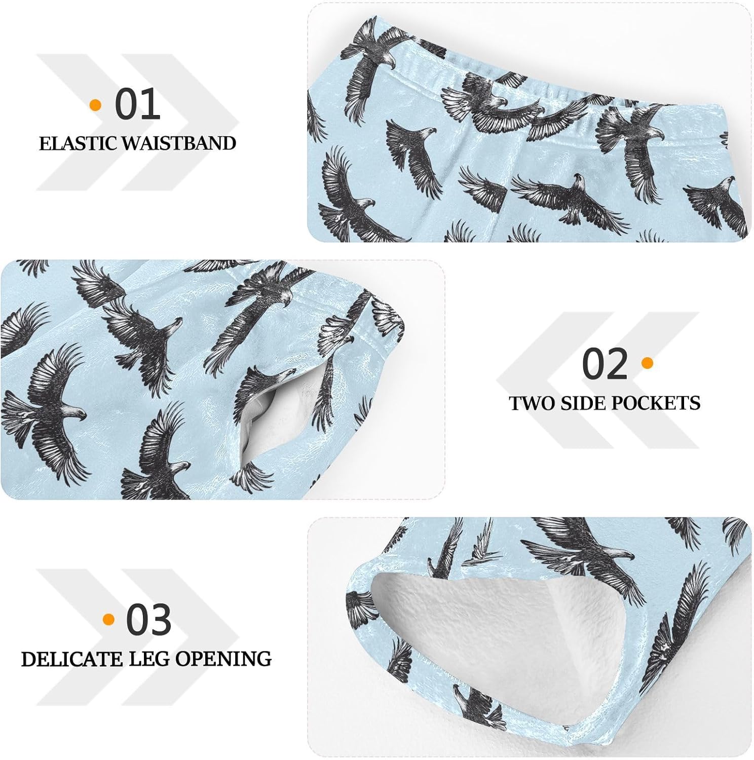 Pajama Pants Soft Flannel Sleep Bottoms Eagle Loungewear Pants 6-14 Years - Image 5