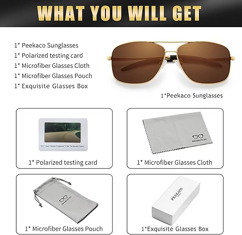 Miniatura 7 de Aviator Sunglasses for Men Women, UV Protection Ultra Lightweight Rectangular Polarized Sunglasses