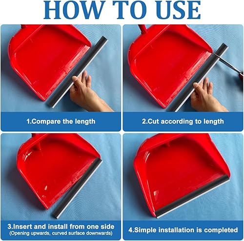 Miniatura 2 de Housoutil 4 piezas de repuesto de borde de goma, tira de goma para recogedor, accesorios para recogedor, tiras de prensado, protectores de bordes