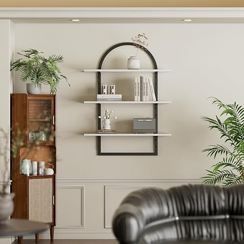 Miniatura 4 de Estante flotante para pared, estantes de 3 niveles de 24 x 31.5 pulgadas para pared de habitación para baño, dormitorio, inodoro, cocina, sala de