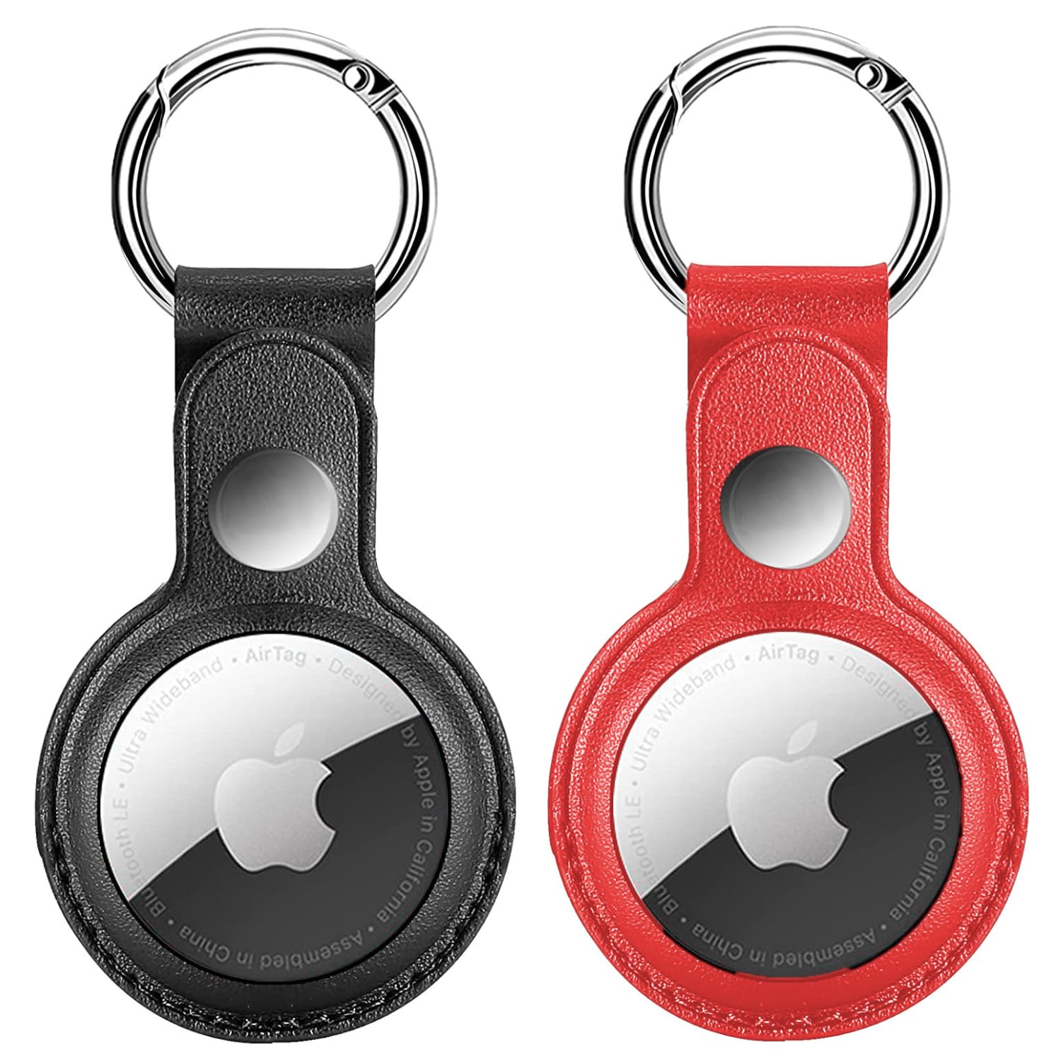 Squif Airtag Leather Keychain Case Holder Compatible with Apple Airtags | Travel Frindly, Secure and Key Hook Ring (Black_Red) (B0D2Y696J6) Amazon Price History, Amazon Price Tracker