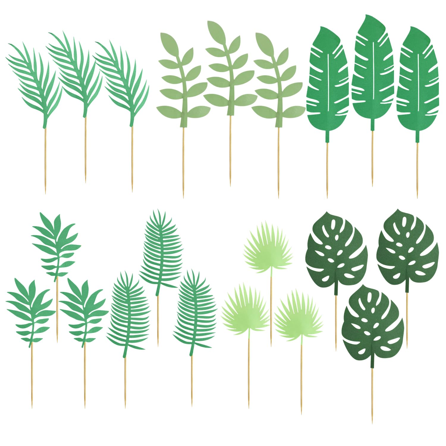 RNSKFG 21 Pieces Of Tropical Leaf Cake Card Insertion, Cupcake Ornaments, Cake Decoration Card Insertion, Cake Decoration Accessories.