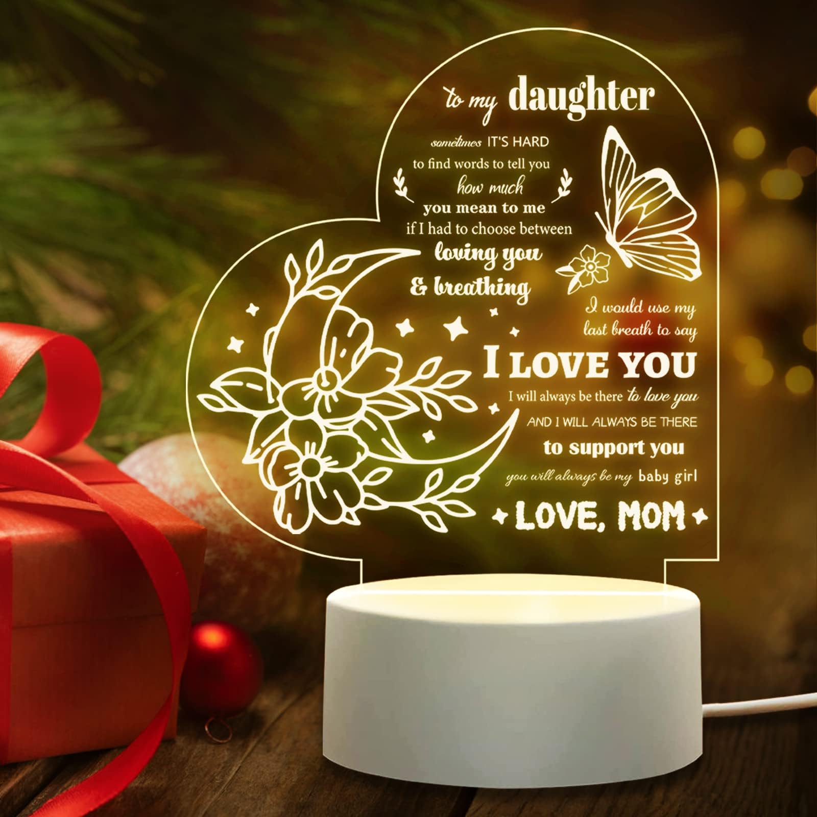 NABYSHOP Daughter Birthday Gift from Mom, Night Light Gift for Daughter, Christmas Gifts for Daughter, Idea Graduation Gifts, Housewarming Gifts for Daughter, New Daughter, Daughter in Law