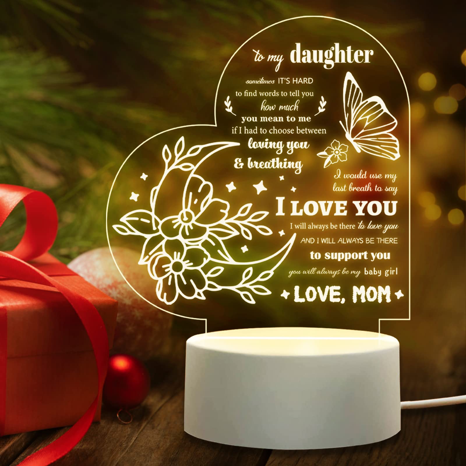 NABYSHOP Daughter Birthday Gift from Mom, Night Light Gift for Daughter, Christmas Gifts for Daughter, Idea Graduation Gifts, Housewarming Gifts for Daughter, New Daughter, Daughter in Law