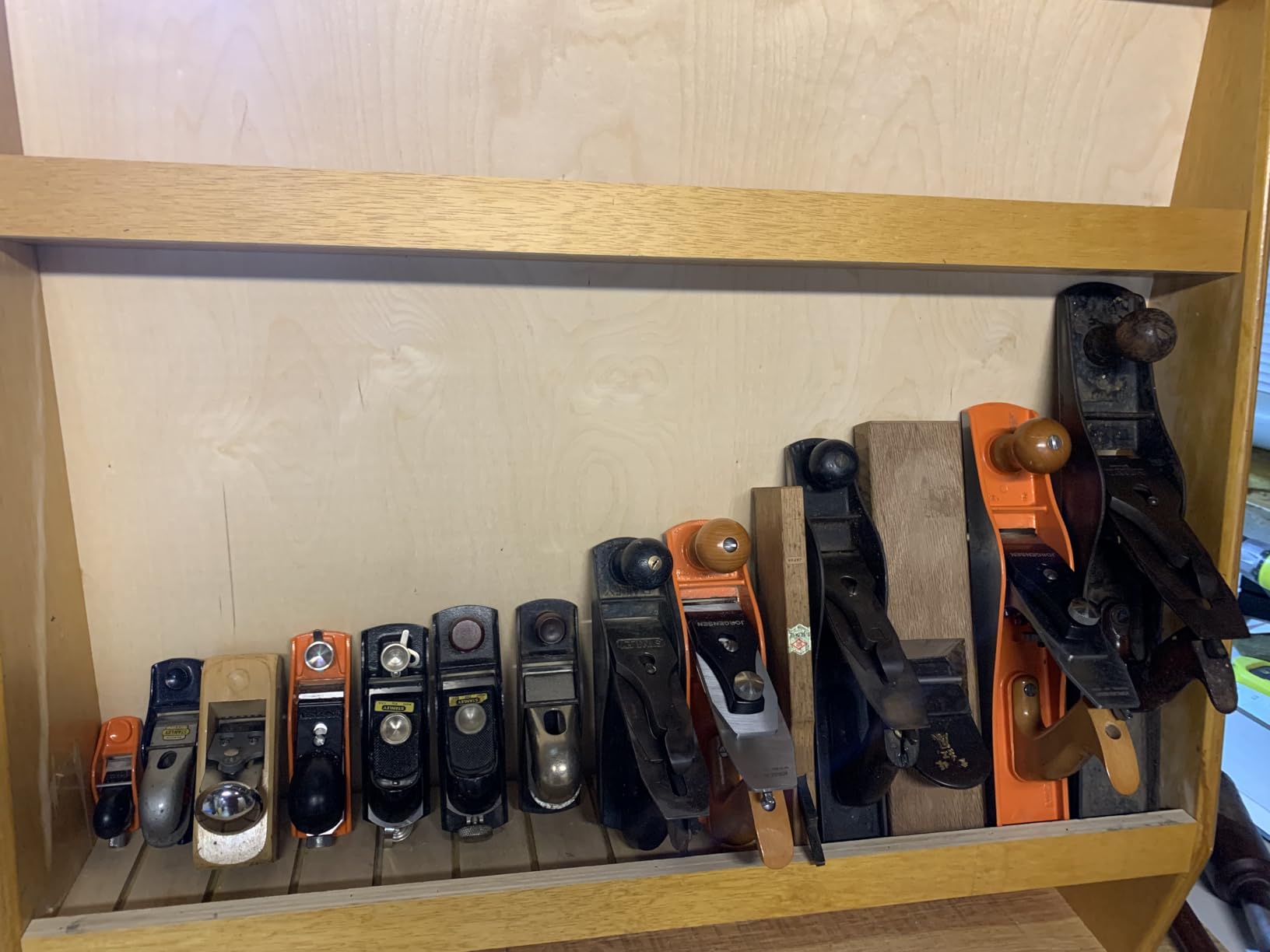 Bench hand plane on a wood shaving pile