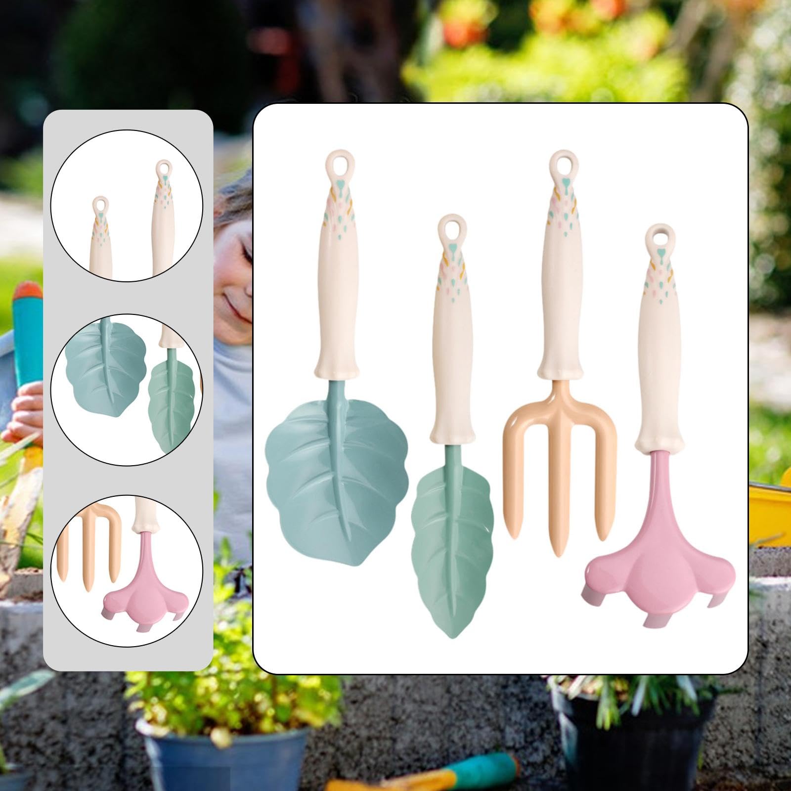 4 Piezas Mini Rastrillo Jardinero Herramientas Mano Juguete Material Madera Y PP Adecuado para Juegos Educativos Regalo Infantil Exterior Jardín