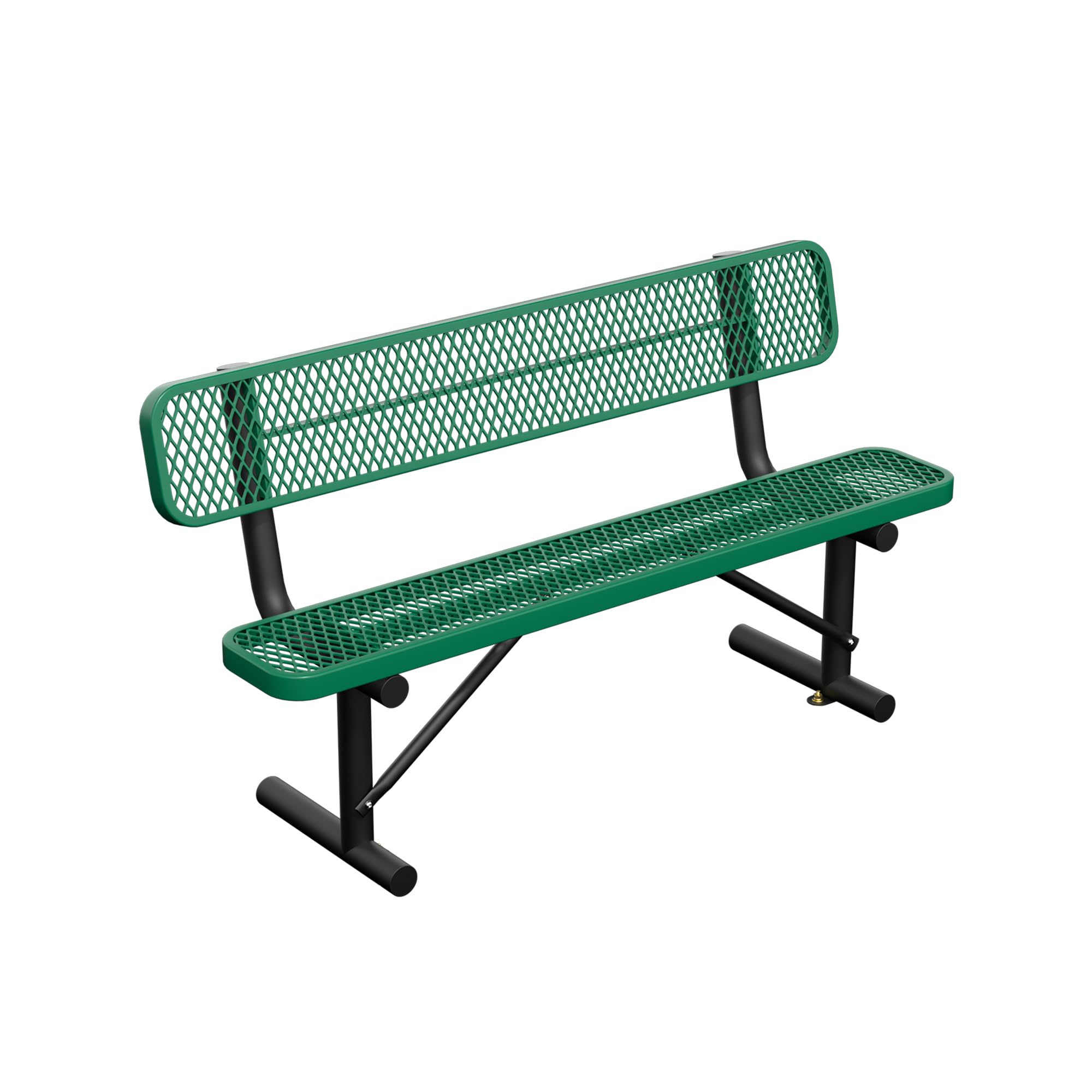 Heavy Duty Park Bench with Back Portable Frame, Outdoor Steel Bench with Backrest, Outdoor Park Bench Expanded Metal Mesh Bench for Lawn, Park, Deck, Garden, Patio, Porch, Black (Green, 6FT)