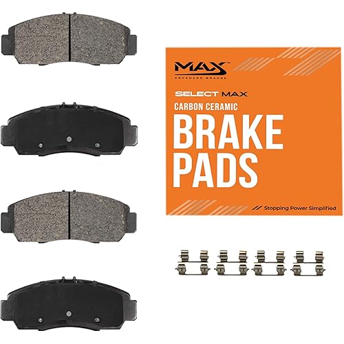 Max Advanced Brakes – SelectMAX Rear Brake Pads, Low-Dust & Quiet – Carbon Ceramic with Hardware – Fits 2017-2023 Ford Escape