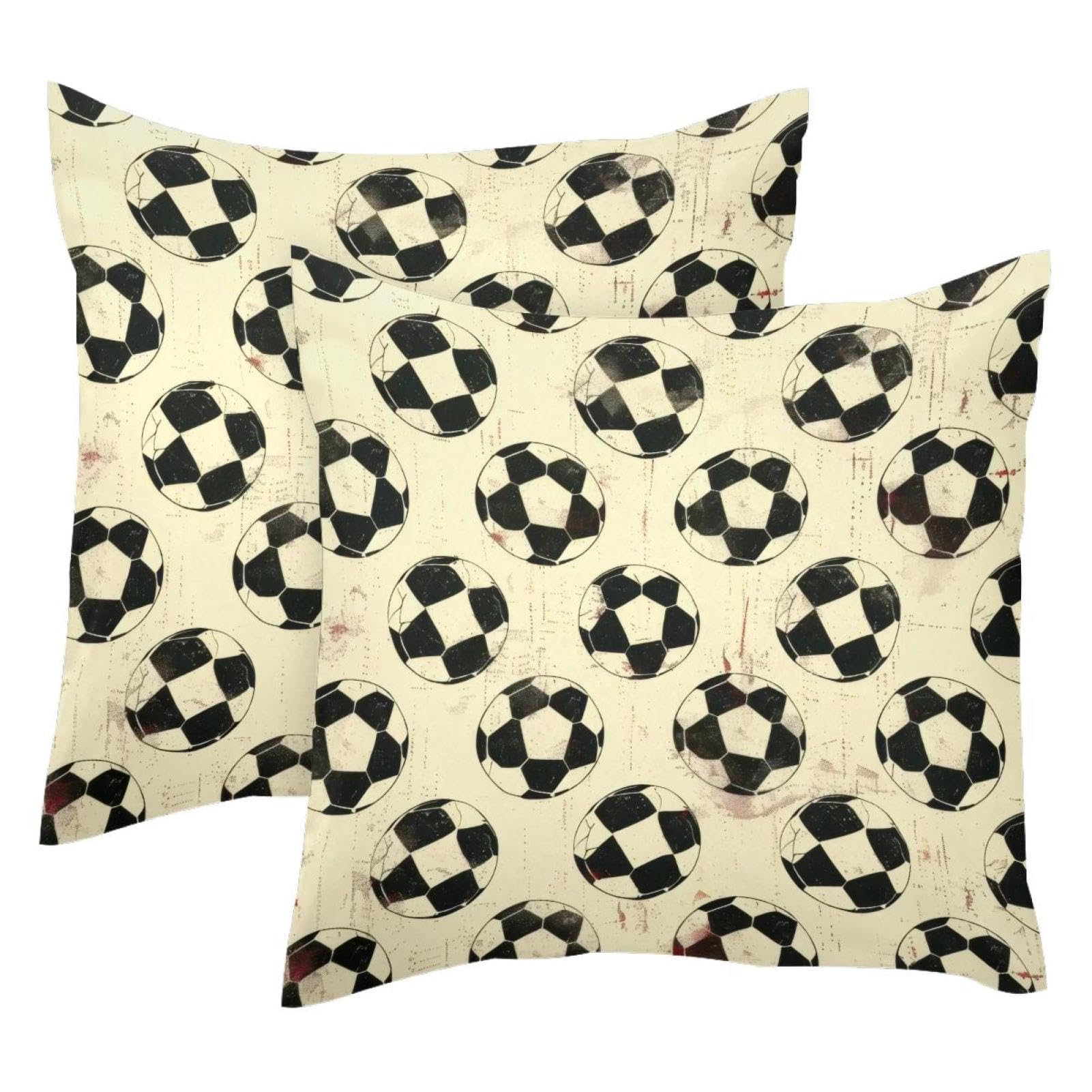 Housse de coussin double face velours doux 50x50 motif football lavable