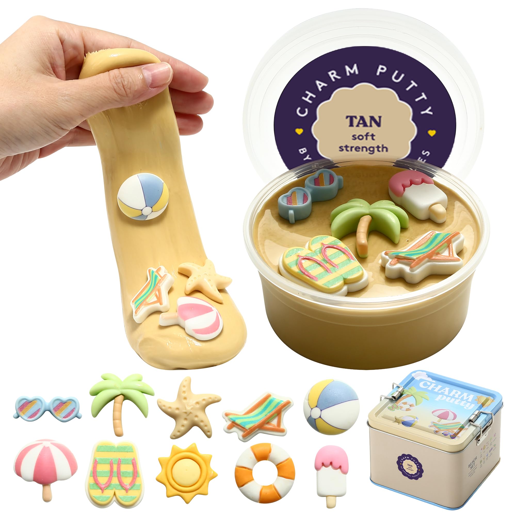 Special Supplies Sensory Therapy Putty for Kids and Adults with Cute Charms, Resistive Hand Exercise Stress Relief Therapy Putty (Beach)
