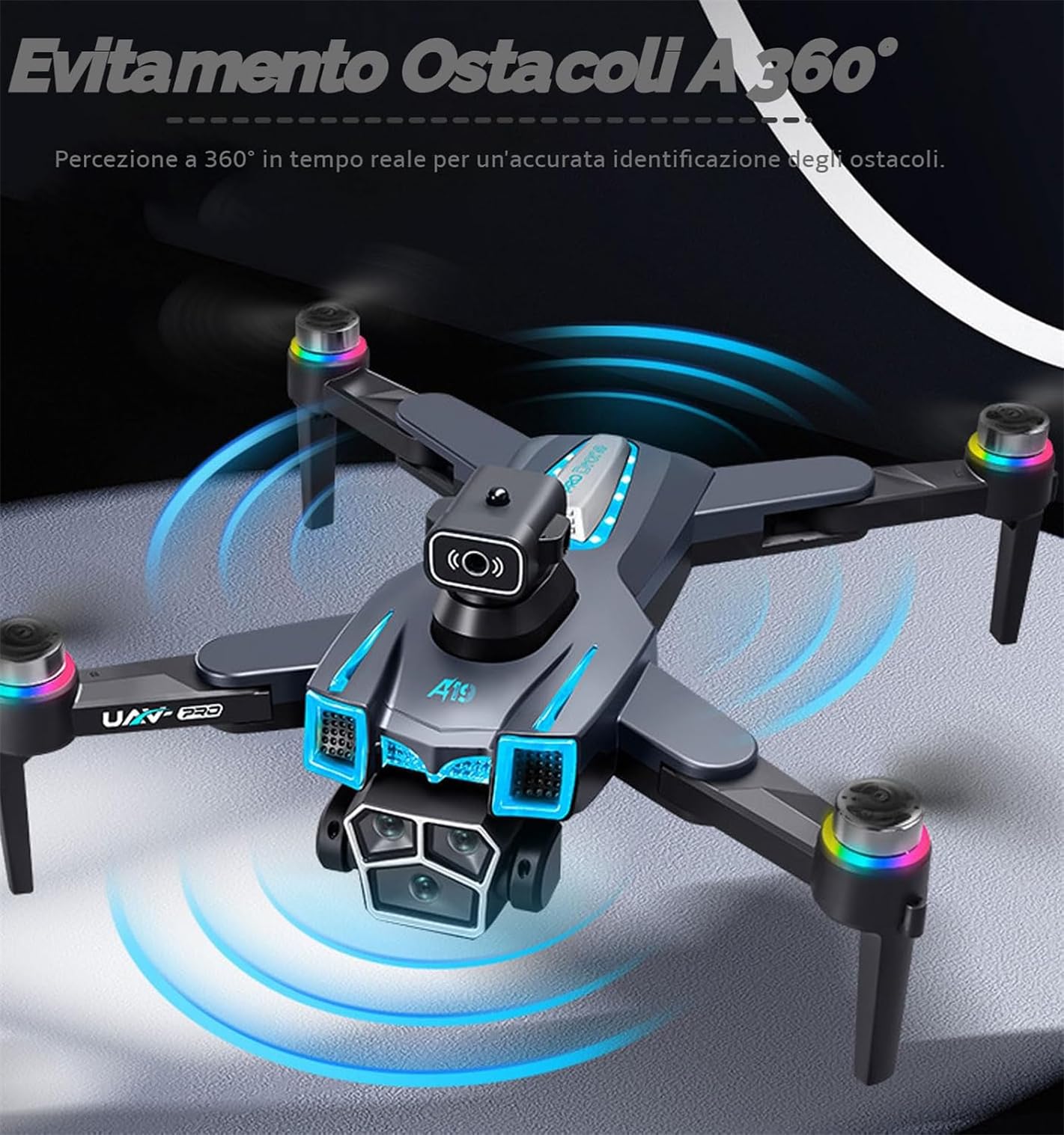 Drone con Telecamera GPS con 5.9 Pollici Schermo RC Quadricottero Pieghévole con Effetti di Luce Telecamera HD Evitamento Ostacoli Ritorno Automatico Motore Brushless Droni per Principianti e Adulti