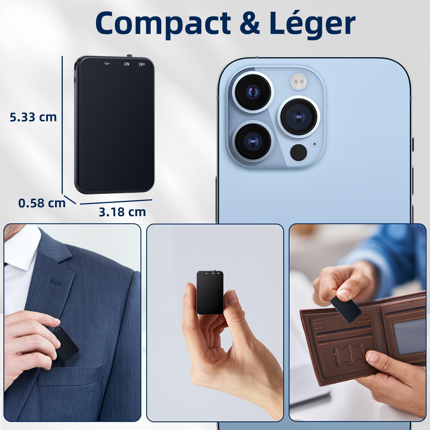 Enregistreur Vocal, Vandlion Mini Enregistreur HD avec 40 Heures Autonomie, USB C Dictaphone avec Réduction de Bruit pour Réunions Entretiens Conférences Cours Interviews (Seulement 5 mm)
