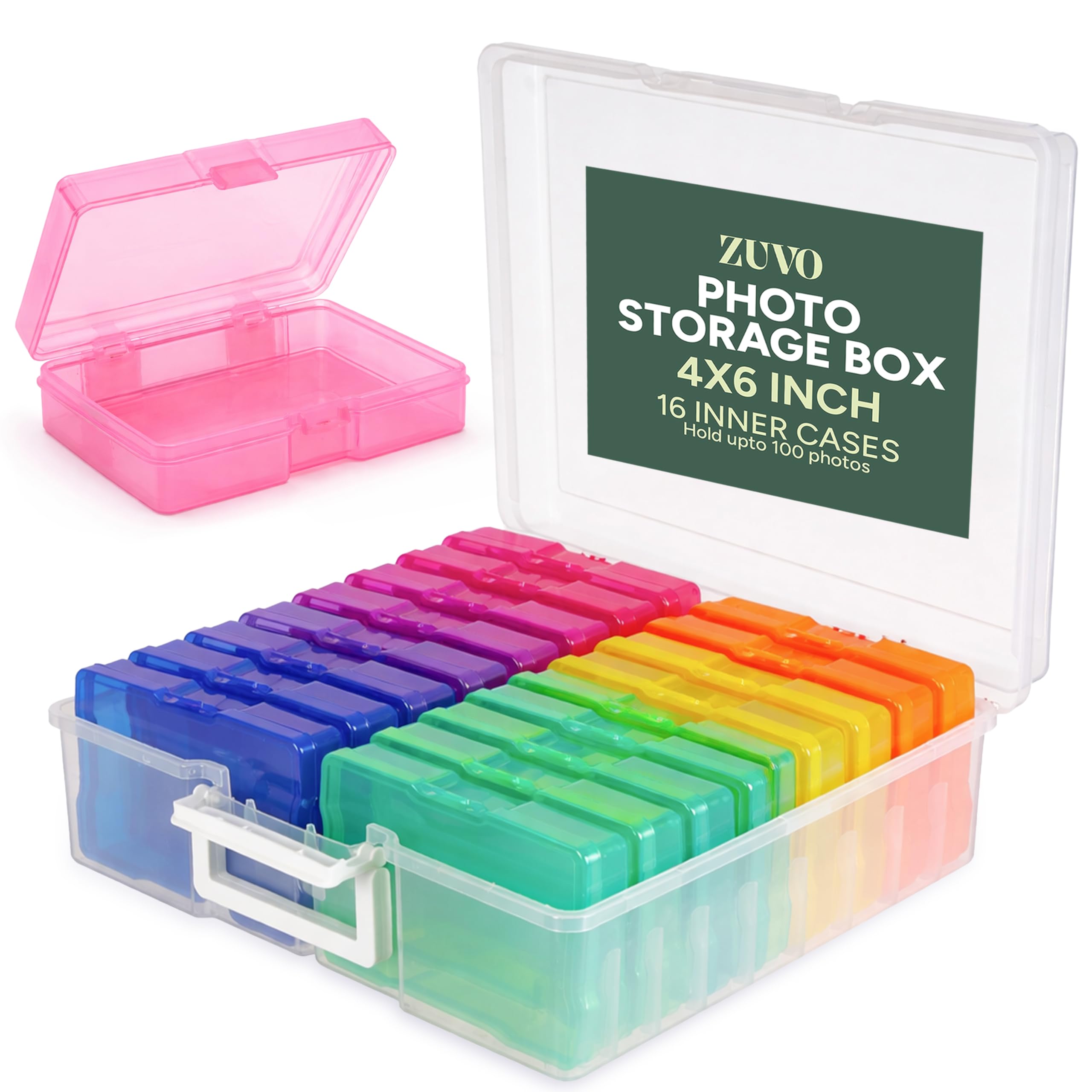 Caja de almacenamiento de fotos de plástico, 16 estuches con separadores extraíbles para organizar fotografías, sellos, papelería, joyas, semillas, juguetes, artes y manualidades